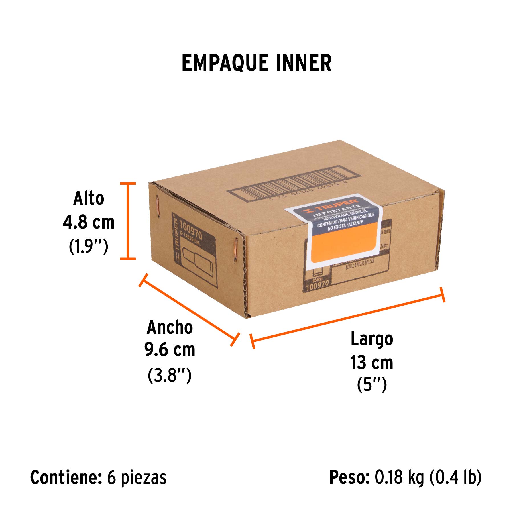 Dado largo de 5.5 mm, 6 puntas, cuadro 1/4", TRUPER - Empaque