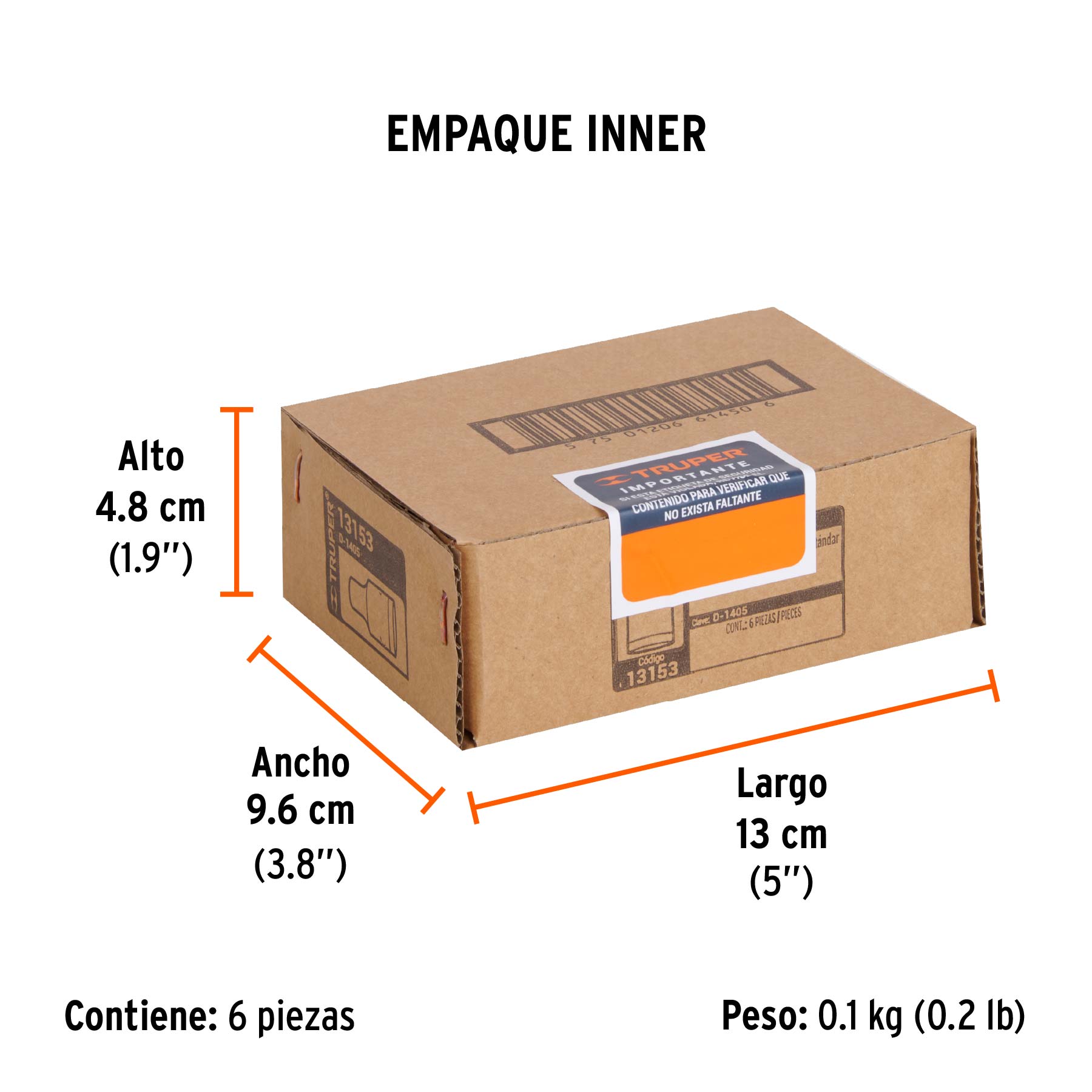 Dado de 5/32", 6 puntas, cuadro 1/4", TRUPER - Empaque