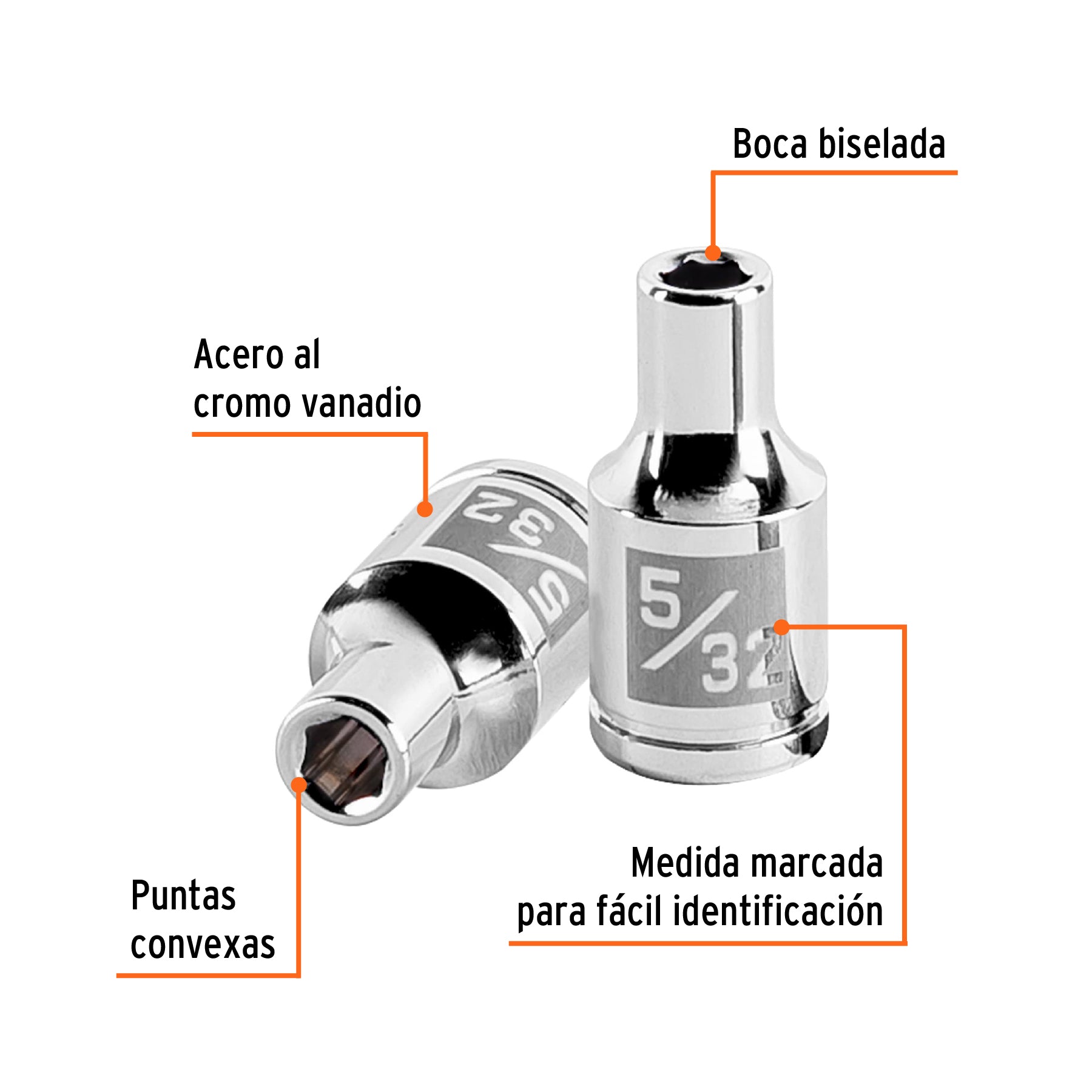 Dado de 5/32", 6 puntas, cuadro 1/4", TRUPER