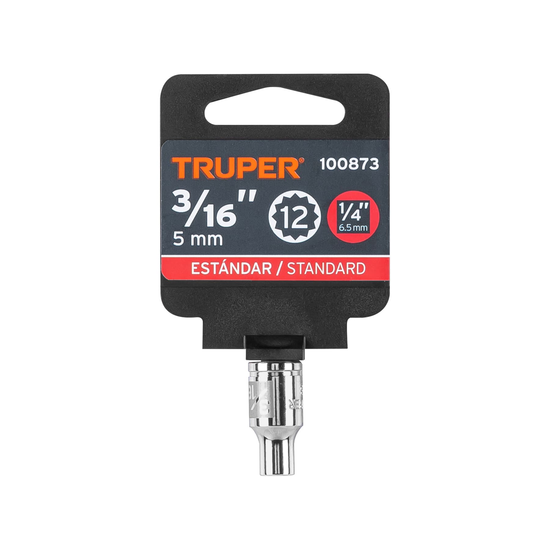 Dado de 3/16", 12 puntas, cuadro 1/4", TRUPER