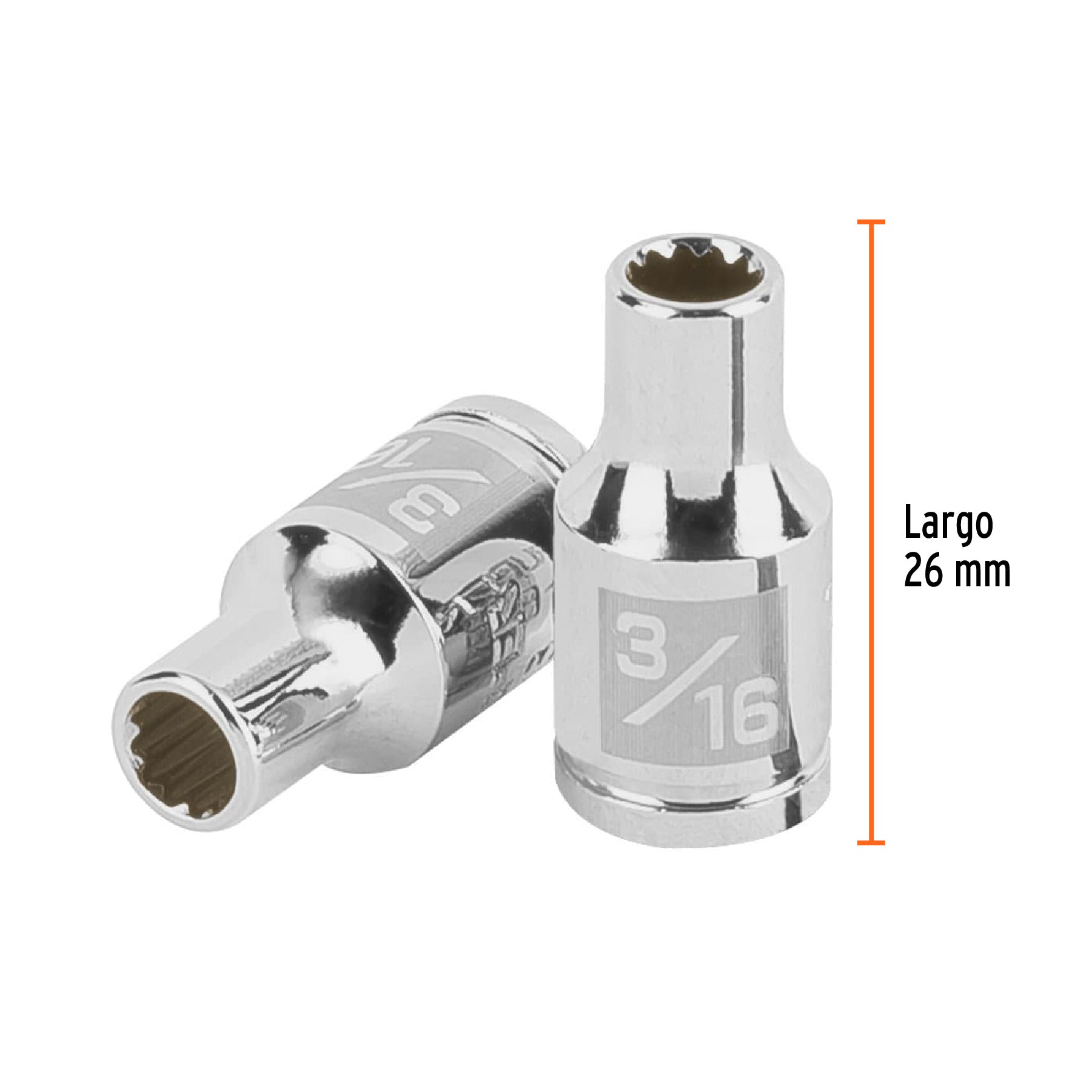Dado de 3/16", 12 puntas, cuadro 1/4", TRUPER