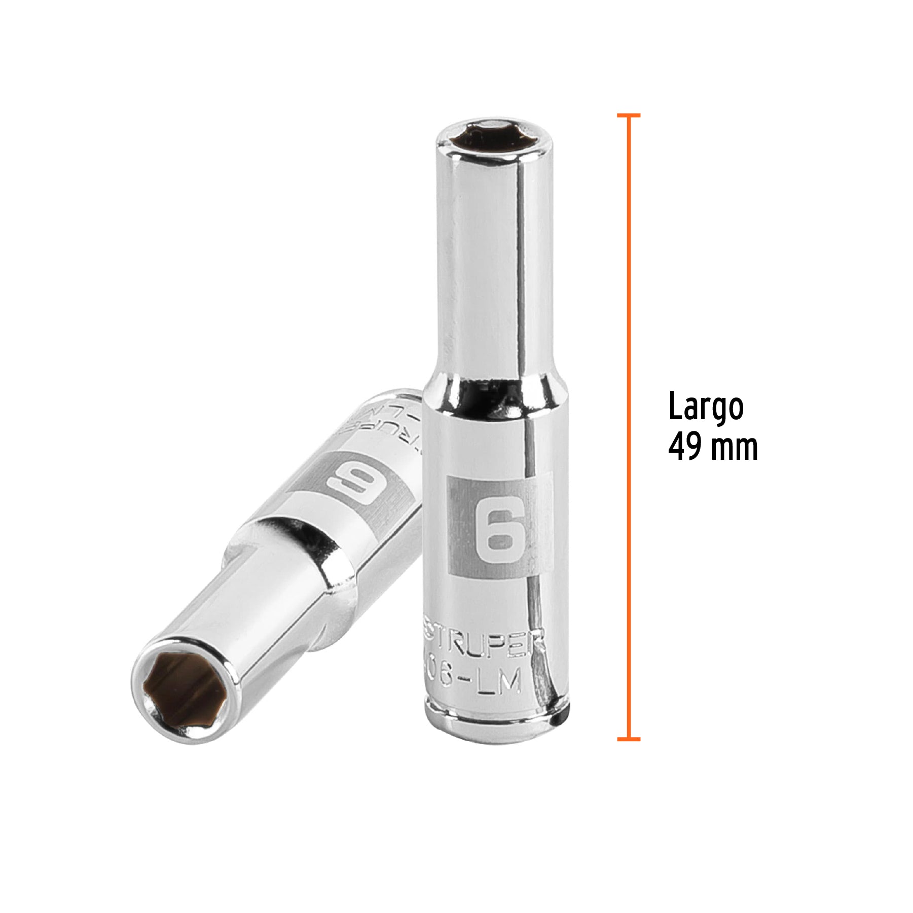Dado largo de 6 mm, 6 puntas, cuadro 1/4", TRUPER