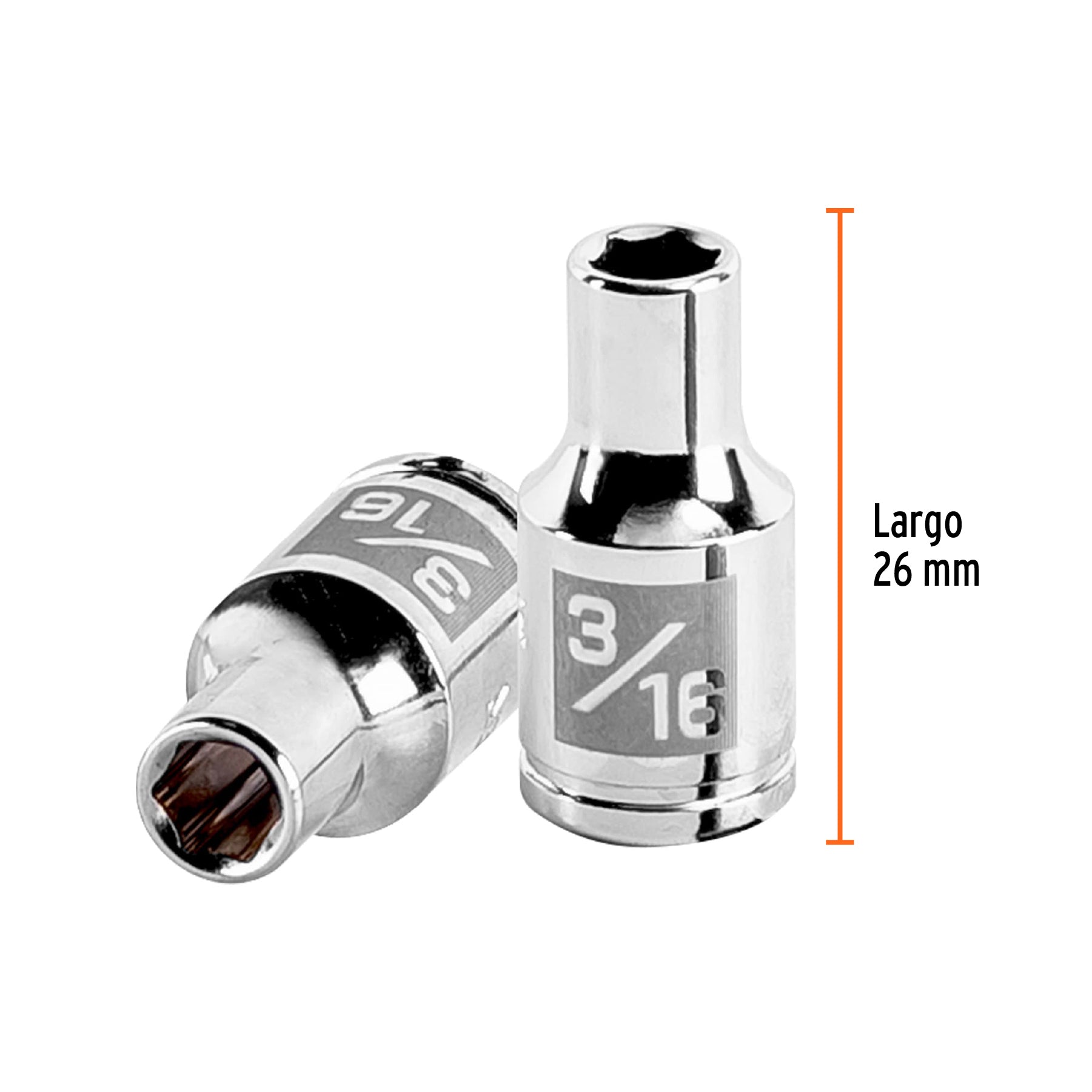 Dado de 3/16", 6 puntas, cuadro 1/4", TRUPER