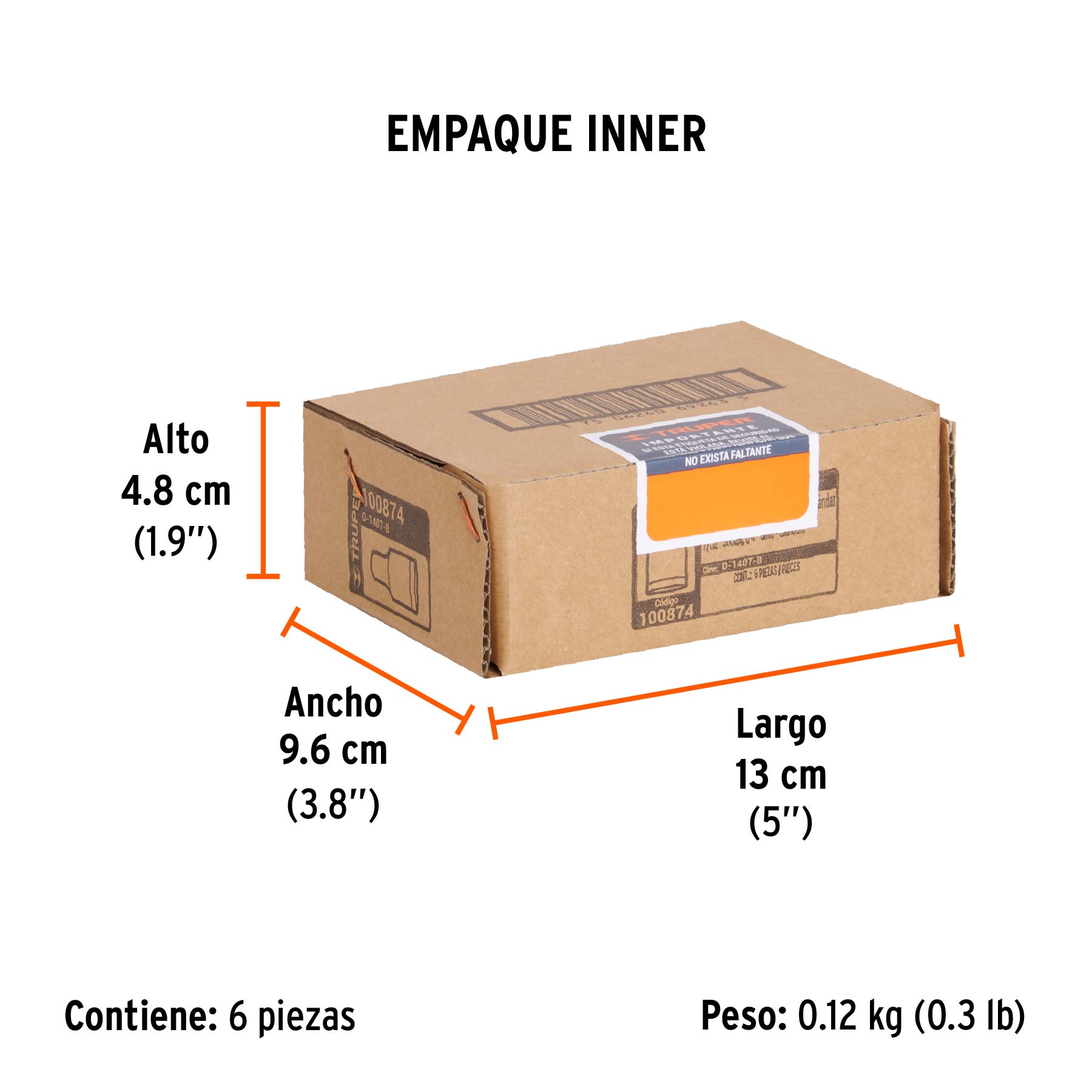 Dado de 7/32", 12 puntas, cuadro 1/4", TRUPER - Empaque