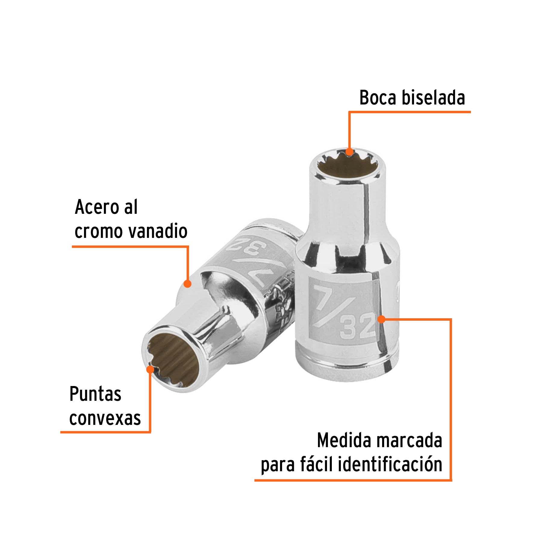 Dado de 7/32", 12 puntas, cuadro 1/4", TRUPER
