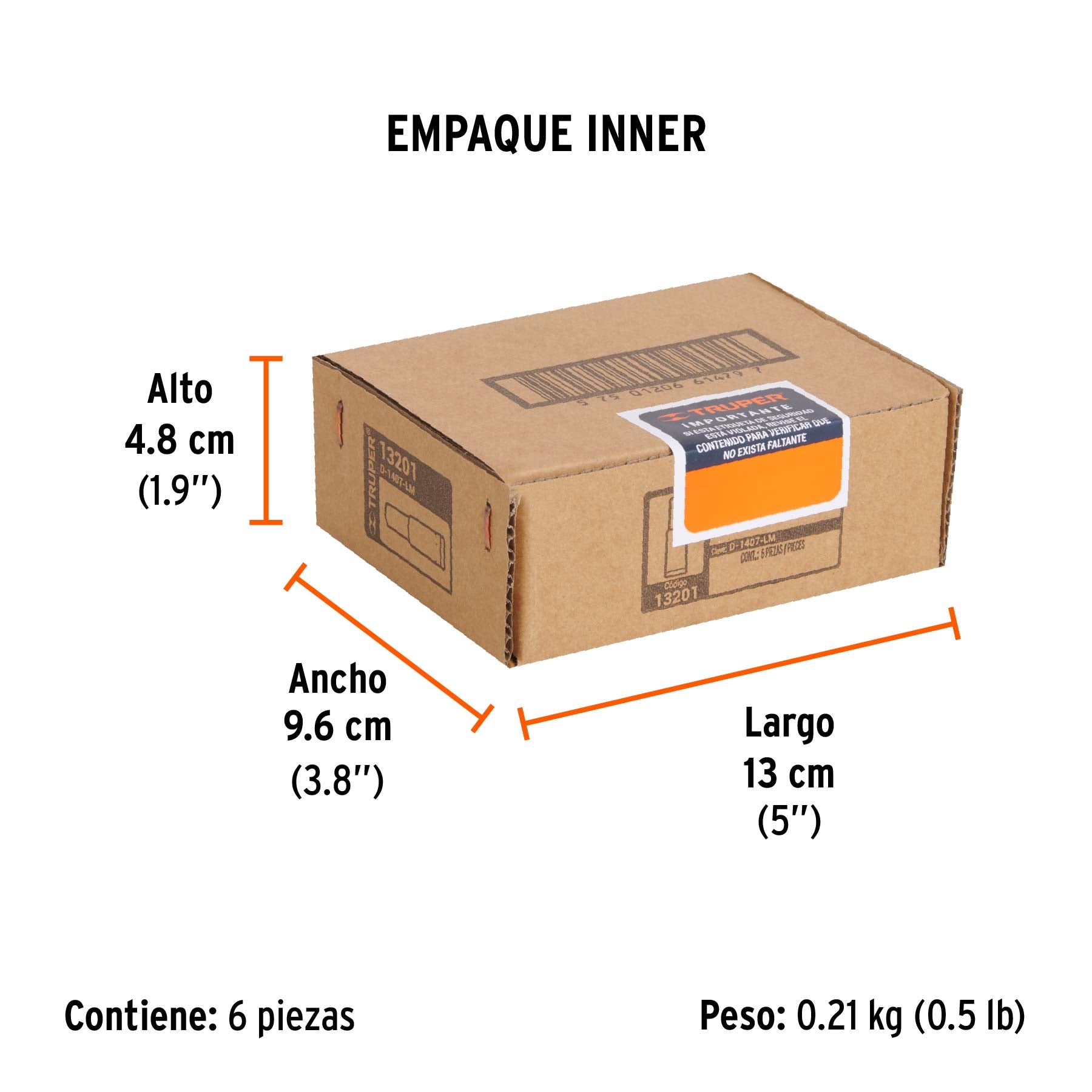 Dado largo de 7 mm, 6 puntas, cuadro 1/4", TRUPER - Empaque