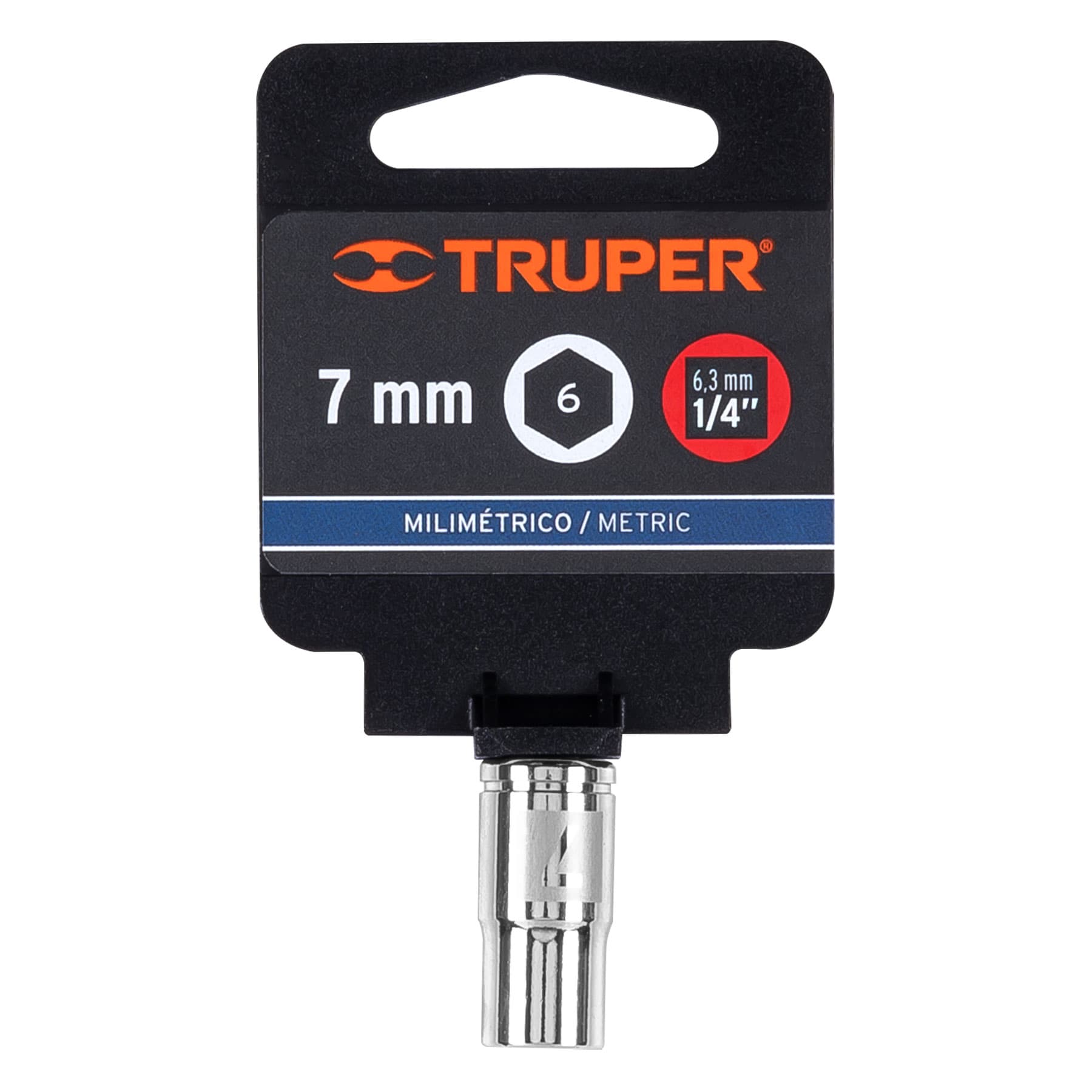 Dado de 7 mm, 6 puntas, cuadro 1/4", TRUPER