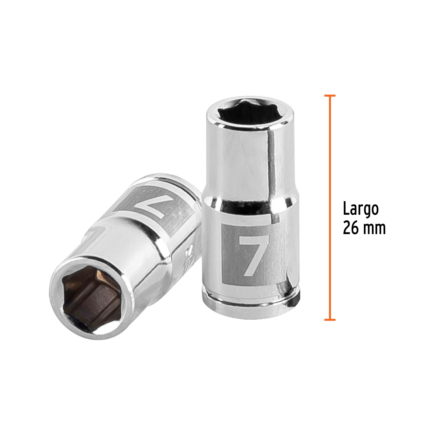 Dado de 7 mm, 6 puntas, cuadro 1/4", TRUPER