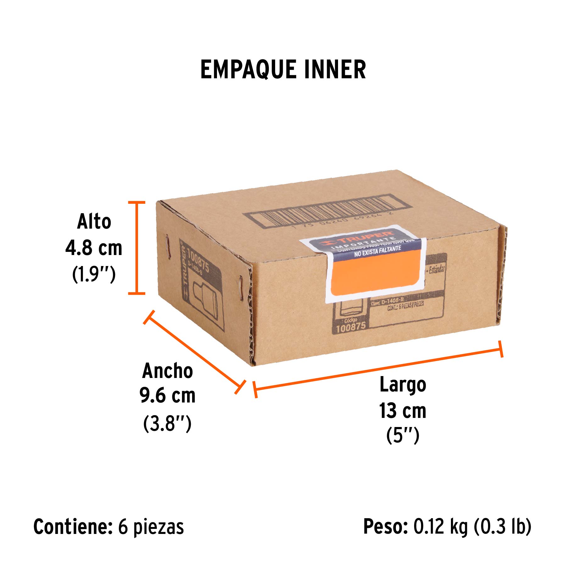 Dado de 1/4", 12 puntas, cuadro 1/4", TRUPER - Empaque
