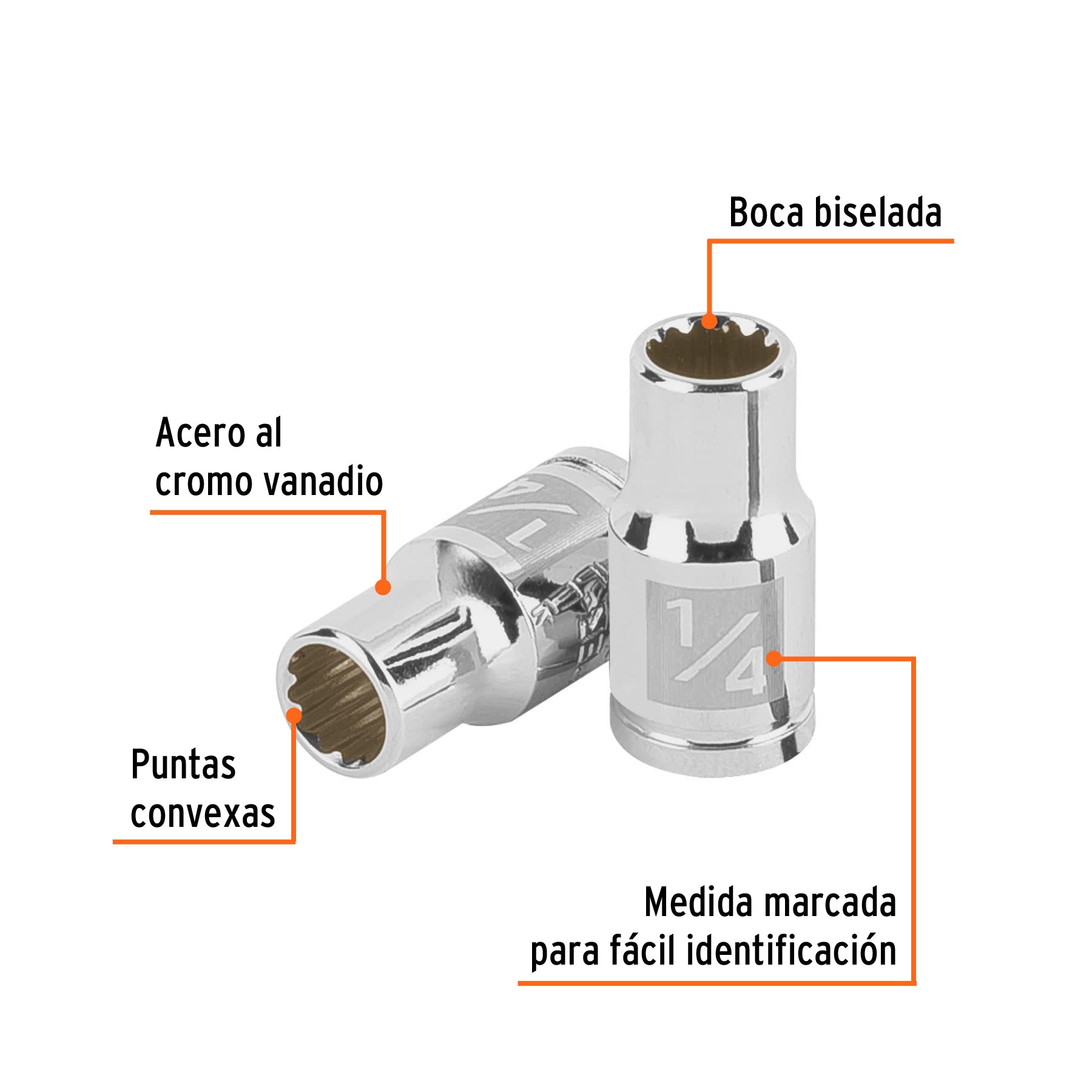 Dado de 1/4", 12 puntas, cuadro 1/4", TRUPER