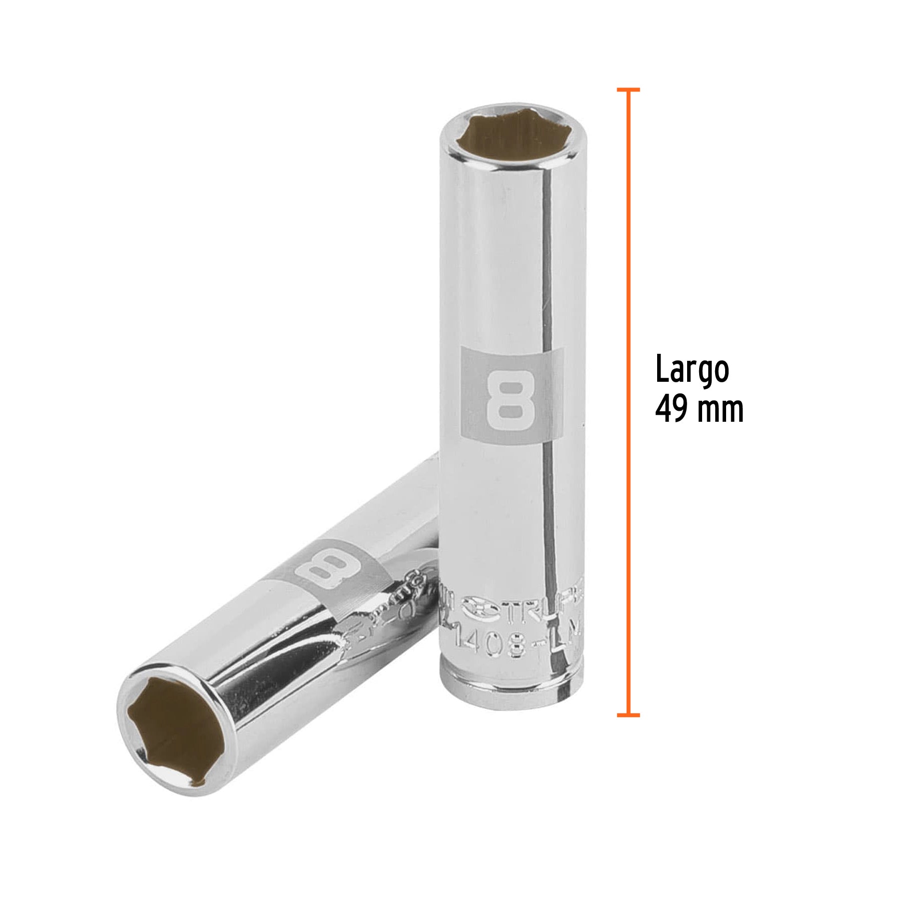 Dado largo de 8 mm, 6 puntas, cuadro 1/4", TRUPER