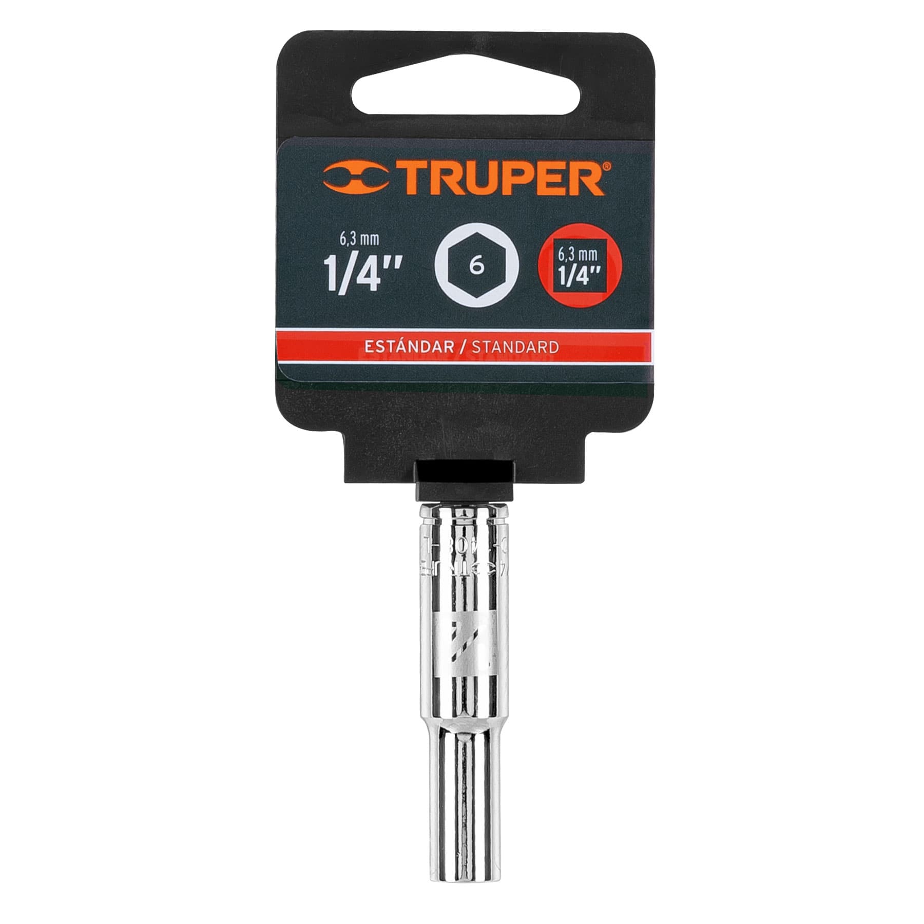 Dado largo de 1/4", 6 puntas, cuadro 1/4", TRUPER