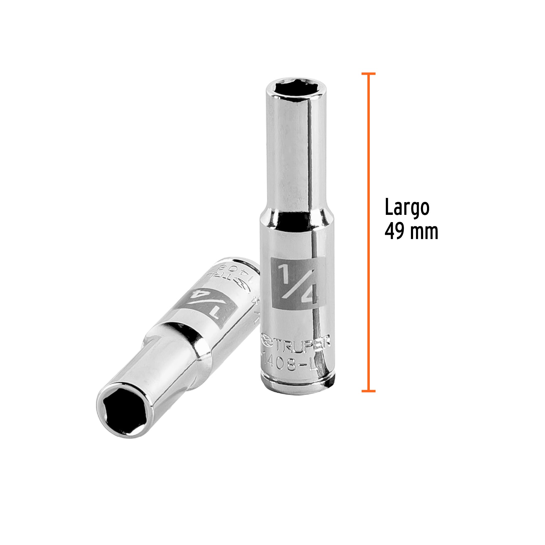 Dado largo de 1/4", 6 puntas, cuadro 1/4", TRUPER