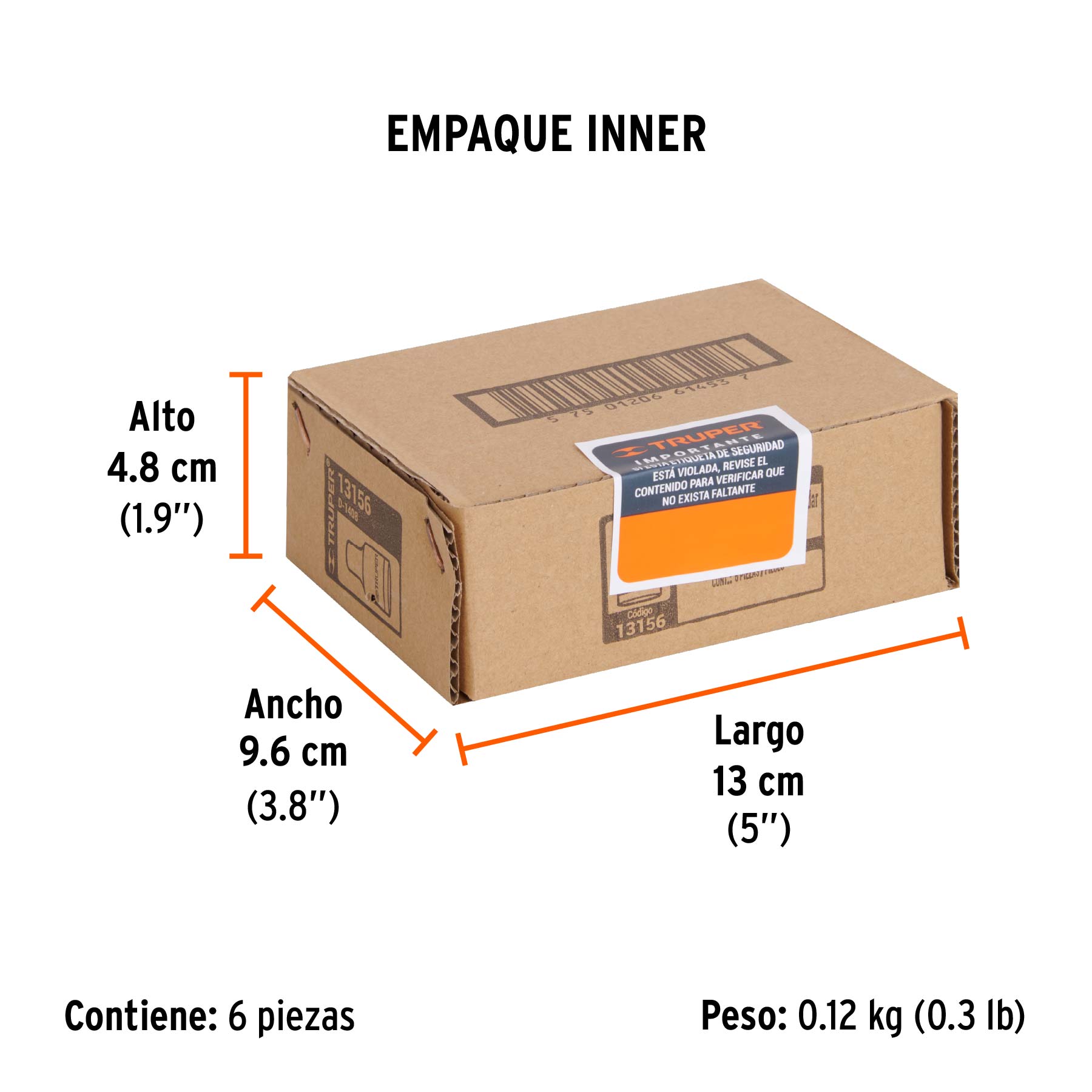 Dado de 1/4", 6 puntas, cuadro 1/4", TRUPER - Empaque