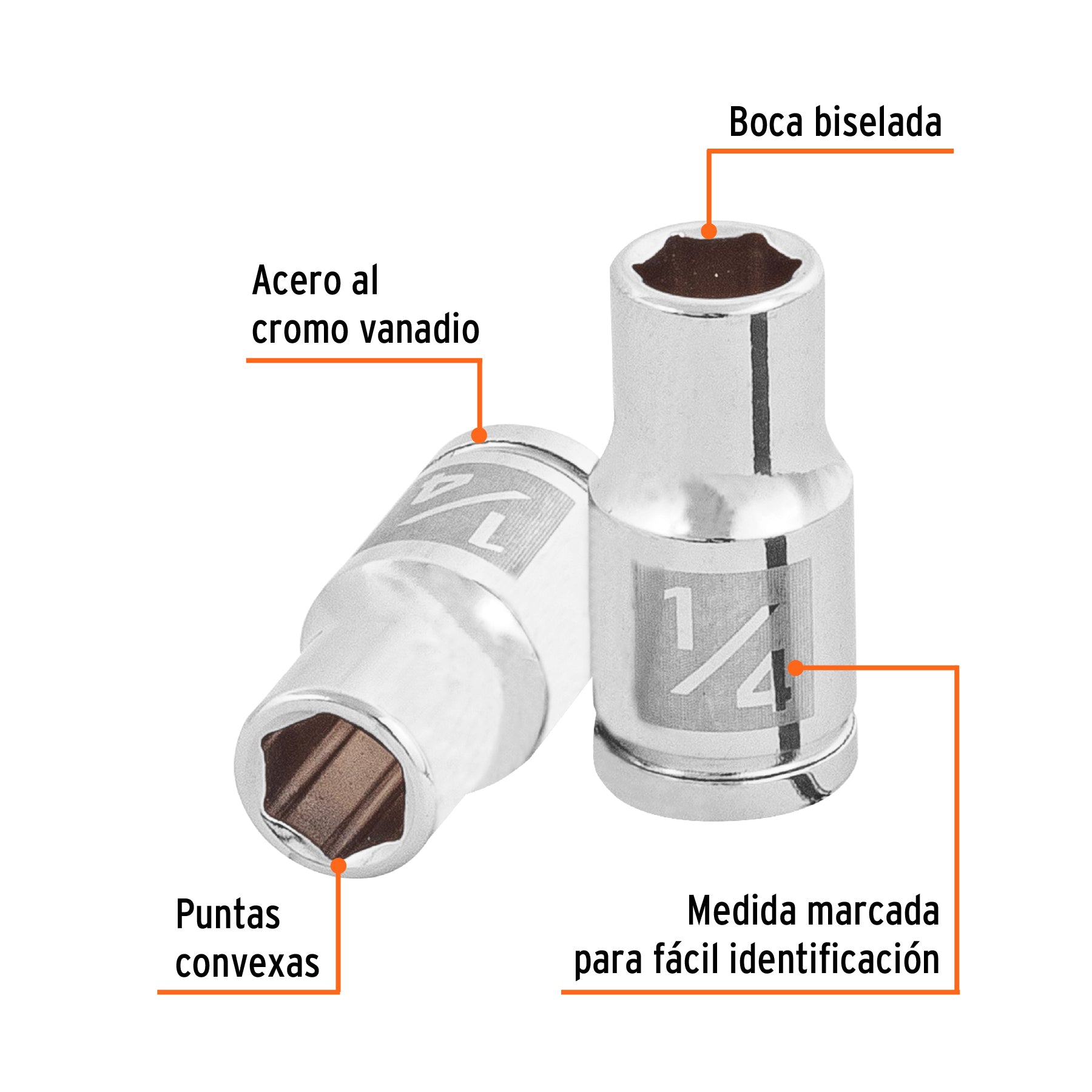 Dado de 1/4", 6 puntas, cuadro 1/4", TRUPER