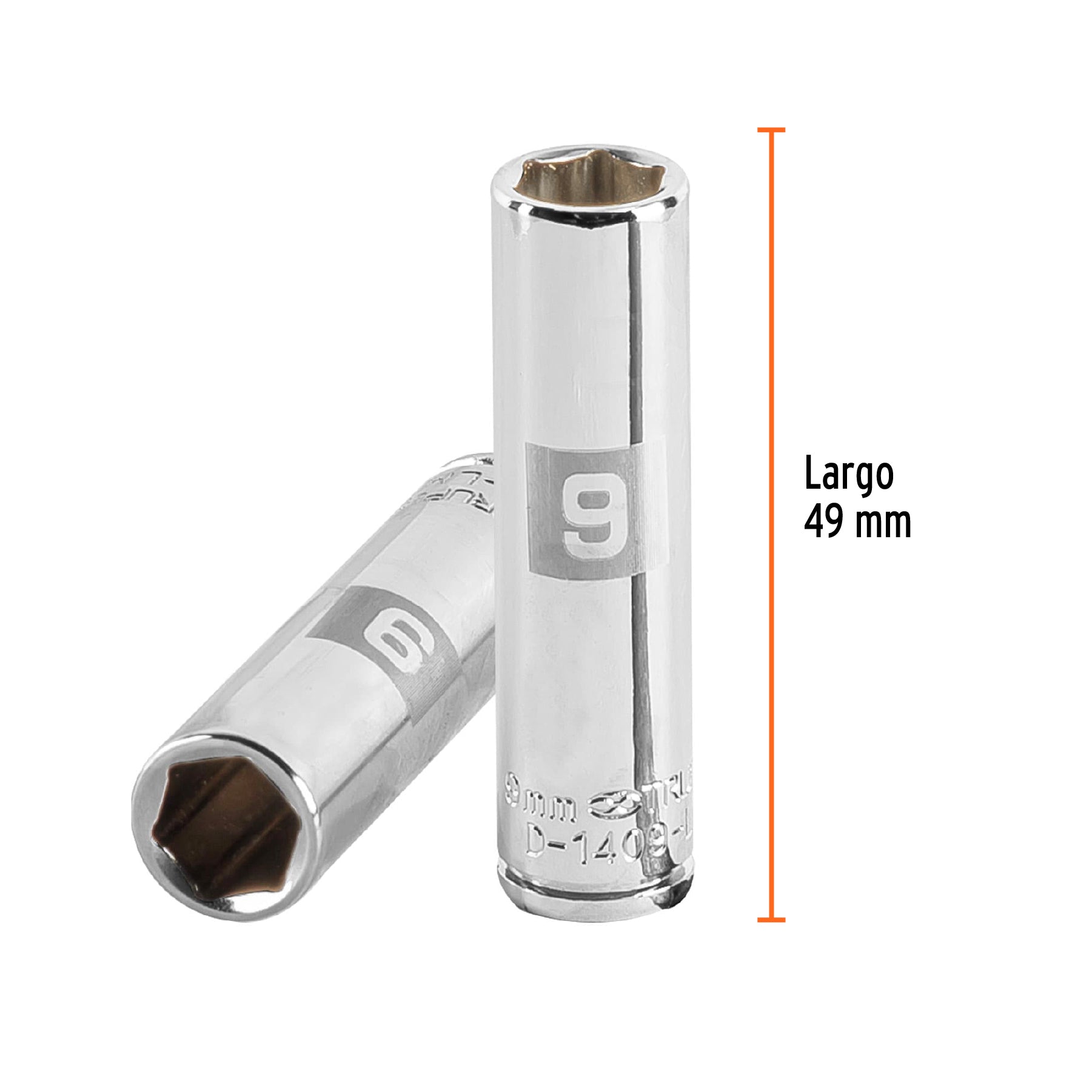 Dado largo de 9 mm, 6 puntas, cuadro 1/4", TRUPER