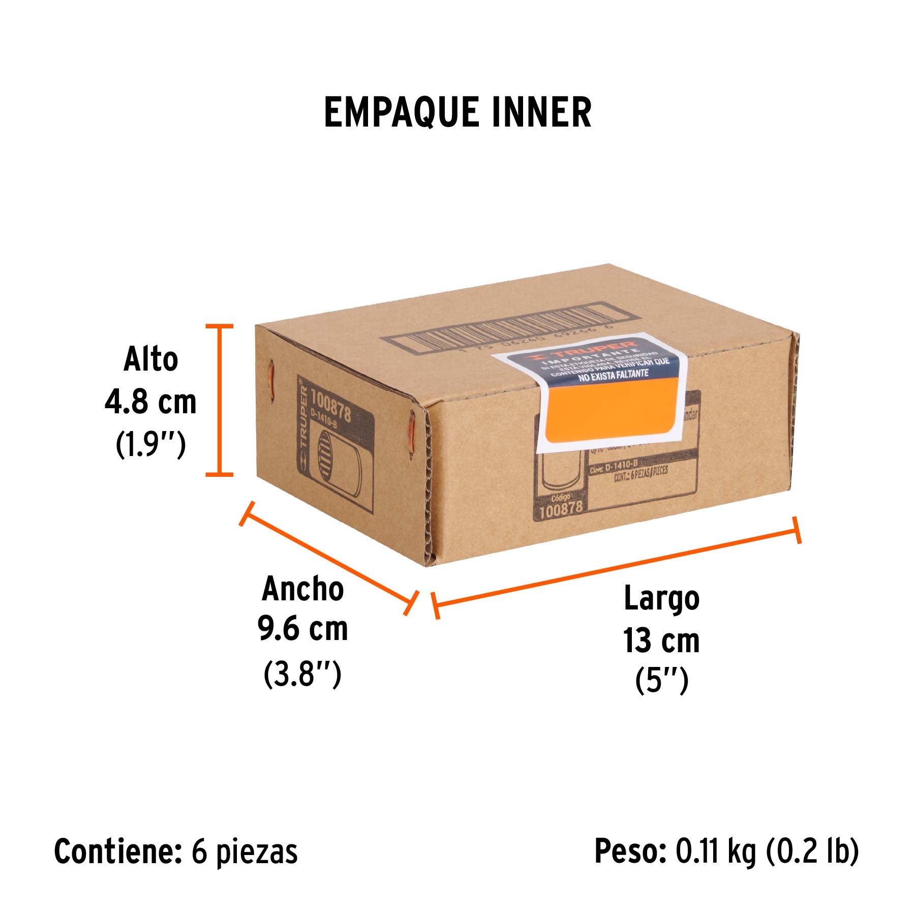 Dado de 5/16", 12 puntas, cuadro 1/4", TRUPER - Empaque