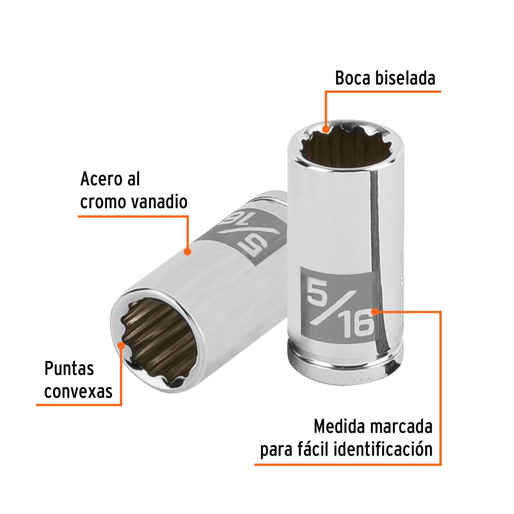 Dado de 5/16", 12 puntas, cuadro 1/4", TRUPER