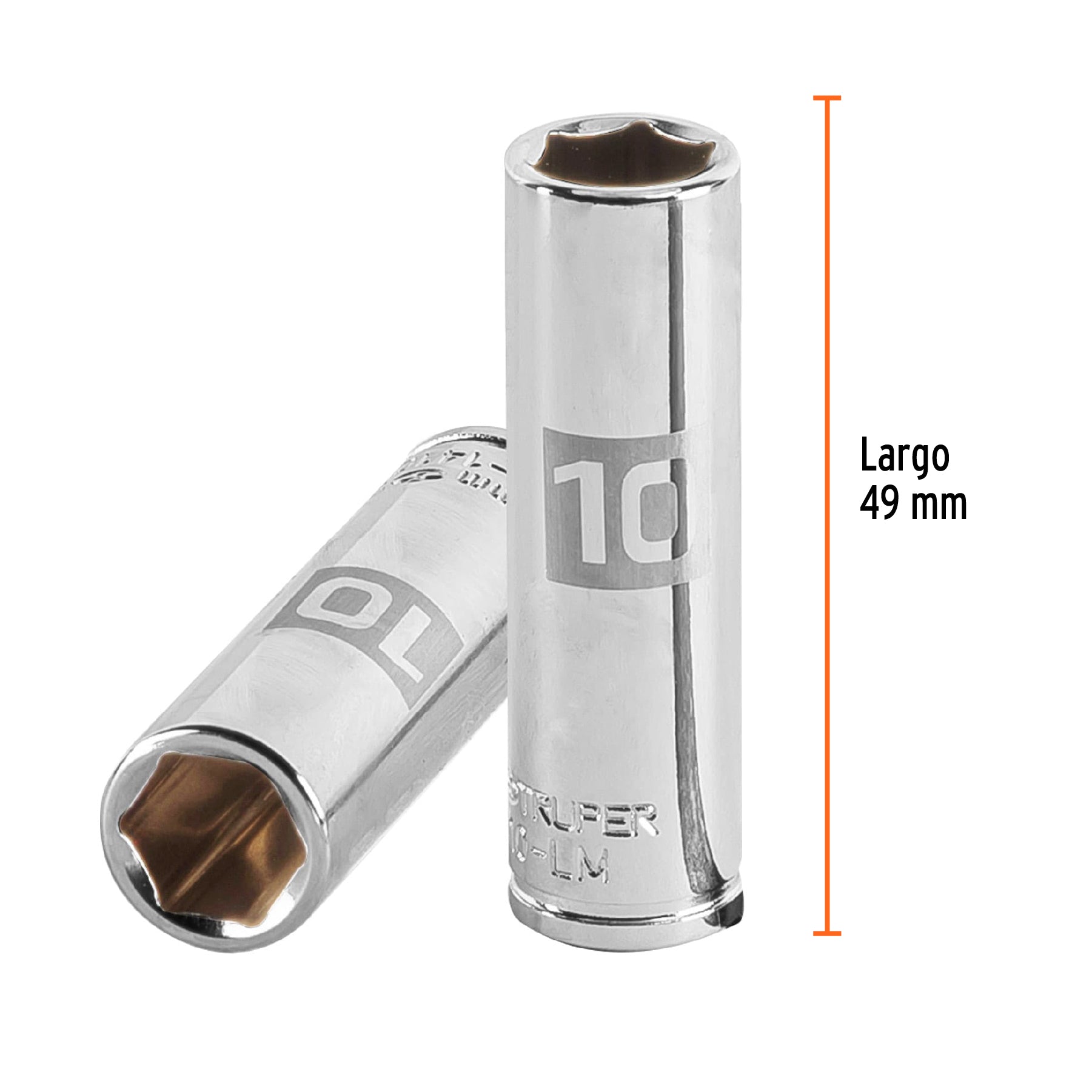Dado largo de 10 mm, 6 puntas, cuadro 1/4", TRUPER