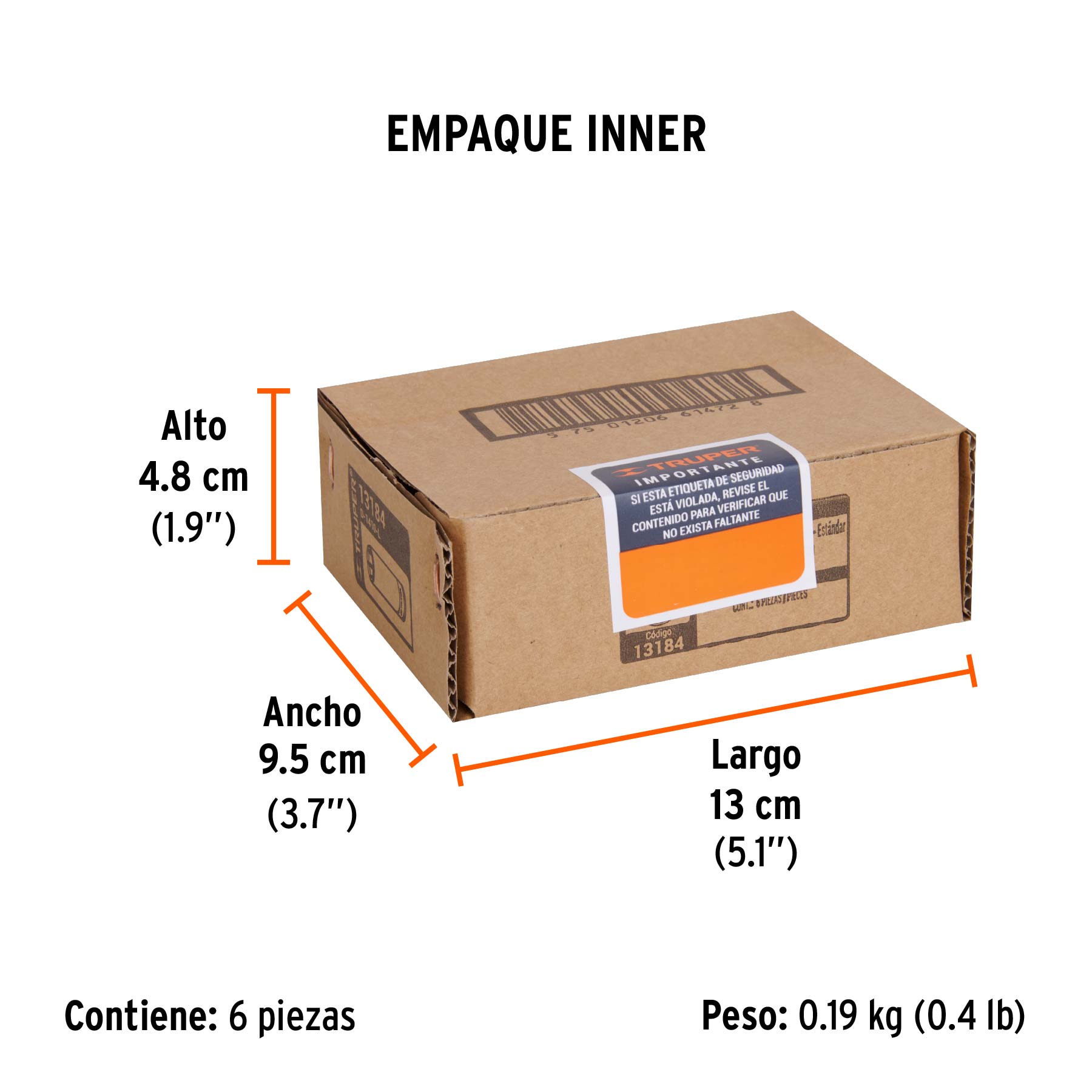 Dado largo de 5/16", 6 puntas, cuadro 1/4", TRUPER - Empaque