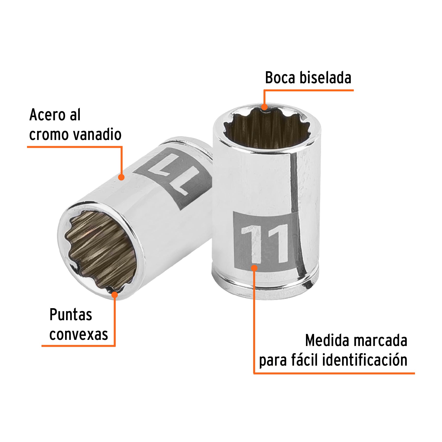 Dado de 11 mm, 12 puntas, cuadro 1/4", TRUPER
