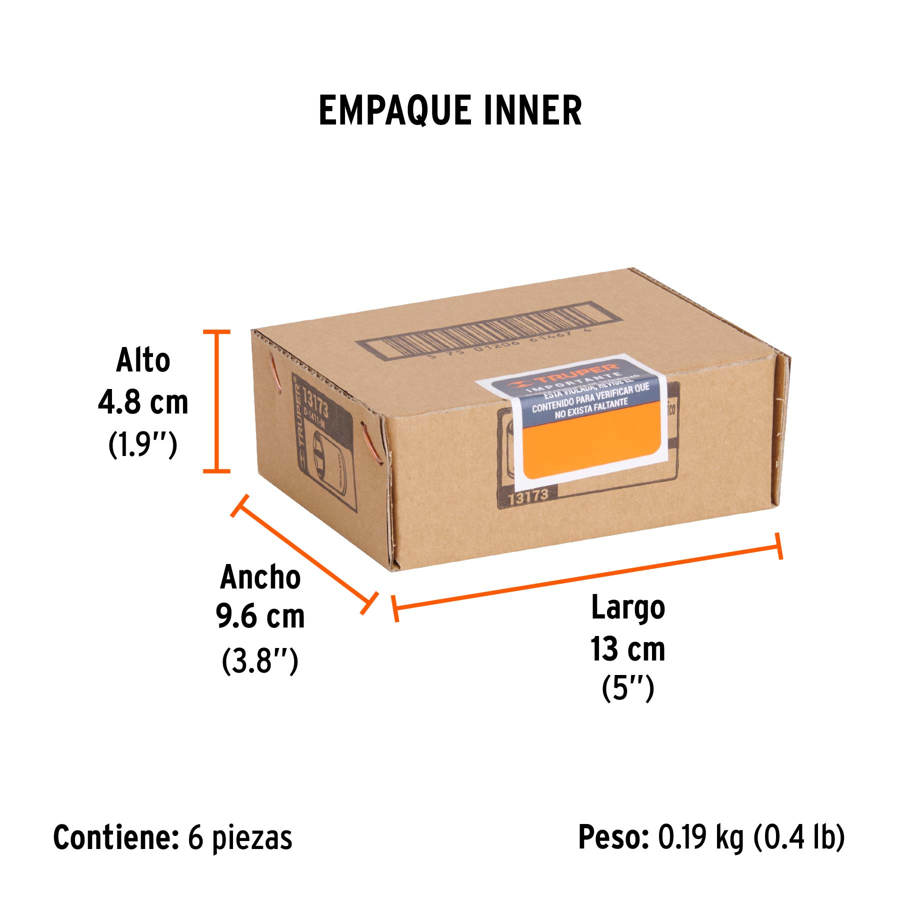 Dado de 11 mm, 6 puntas, cuadro 1/4", TRUPER - Empaque