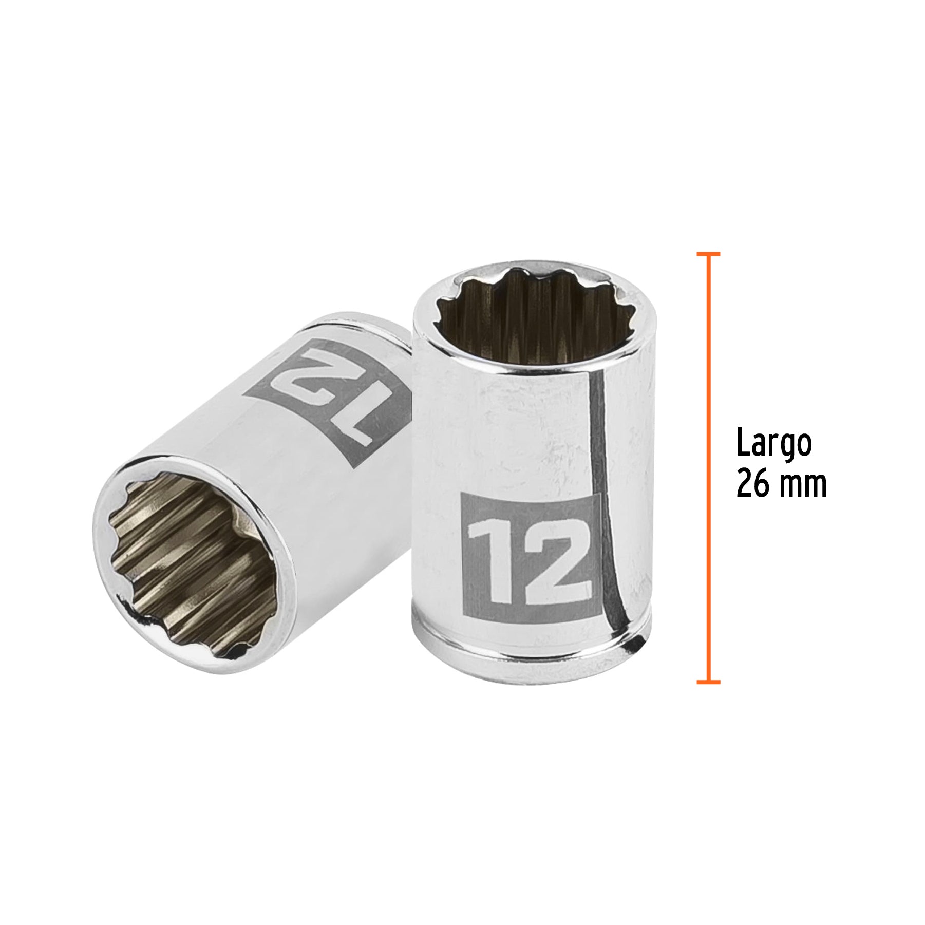 Dado de 12 mm, 12 puntas, cuadro 1/4", TRUPER