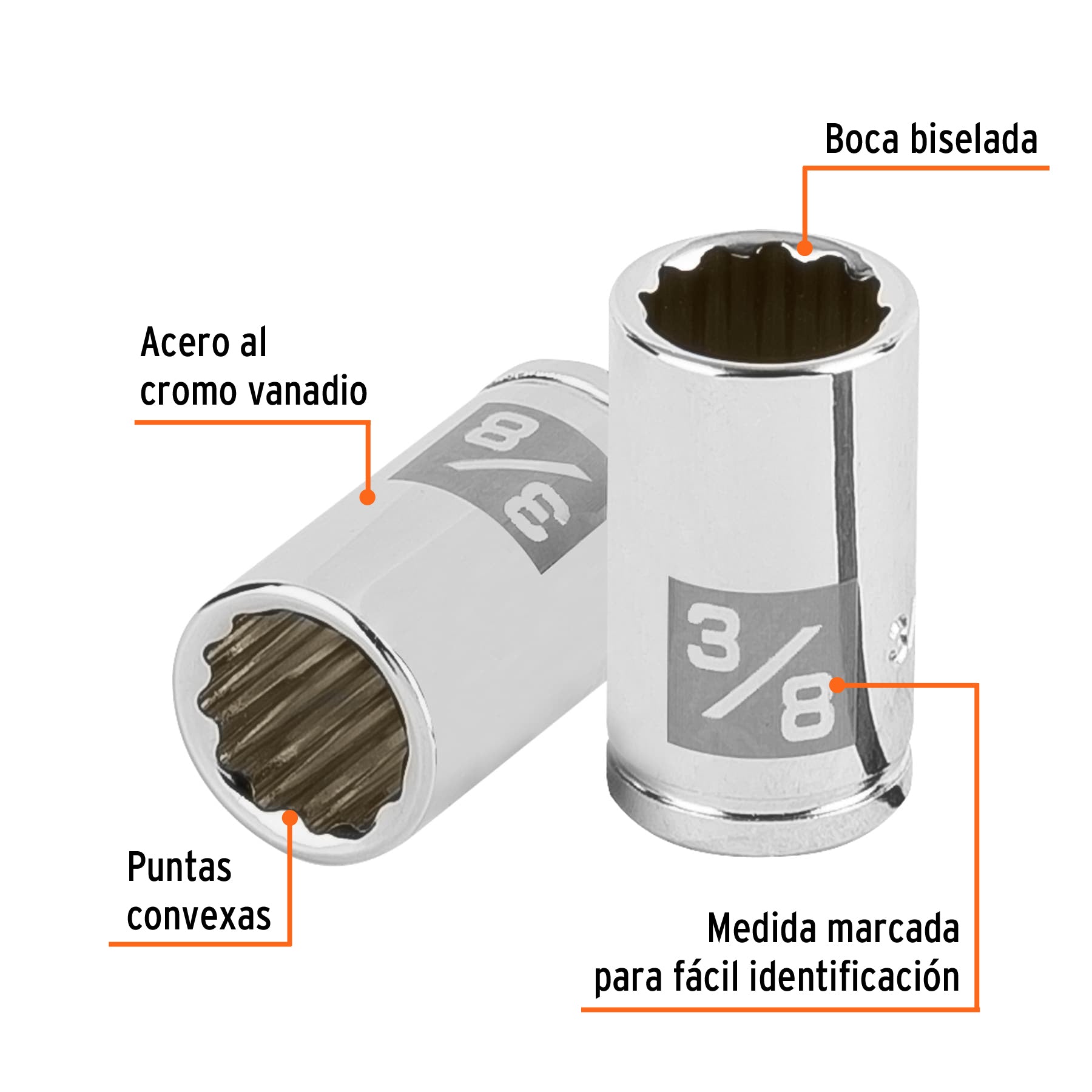 Dado de 3/8", 12 puntas, cuadro 1/4", TRUPER