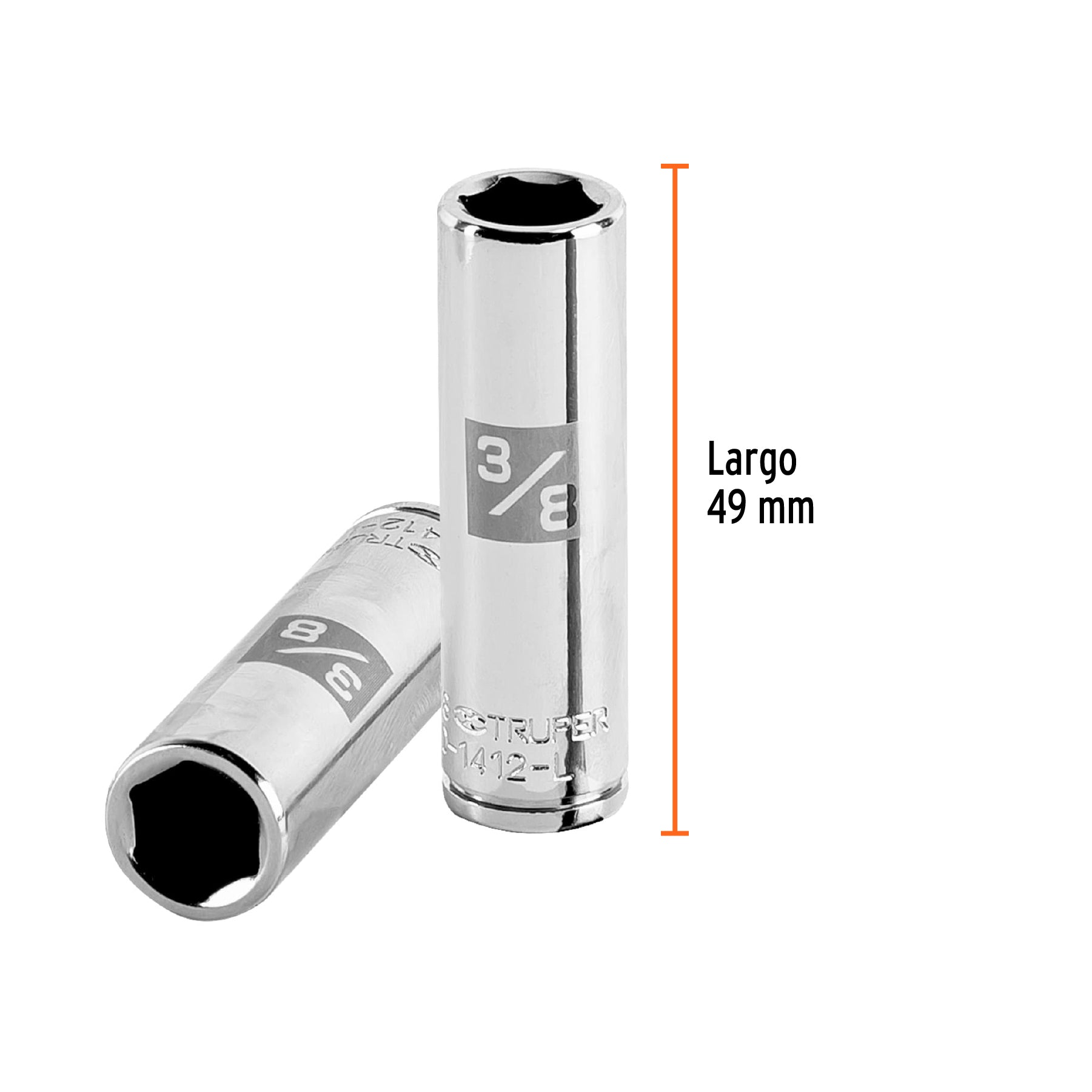 Dado largo de 3/8", 6 puntas, cuadro 1/4", TRUPER
