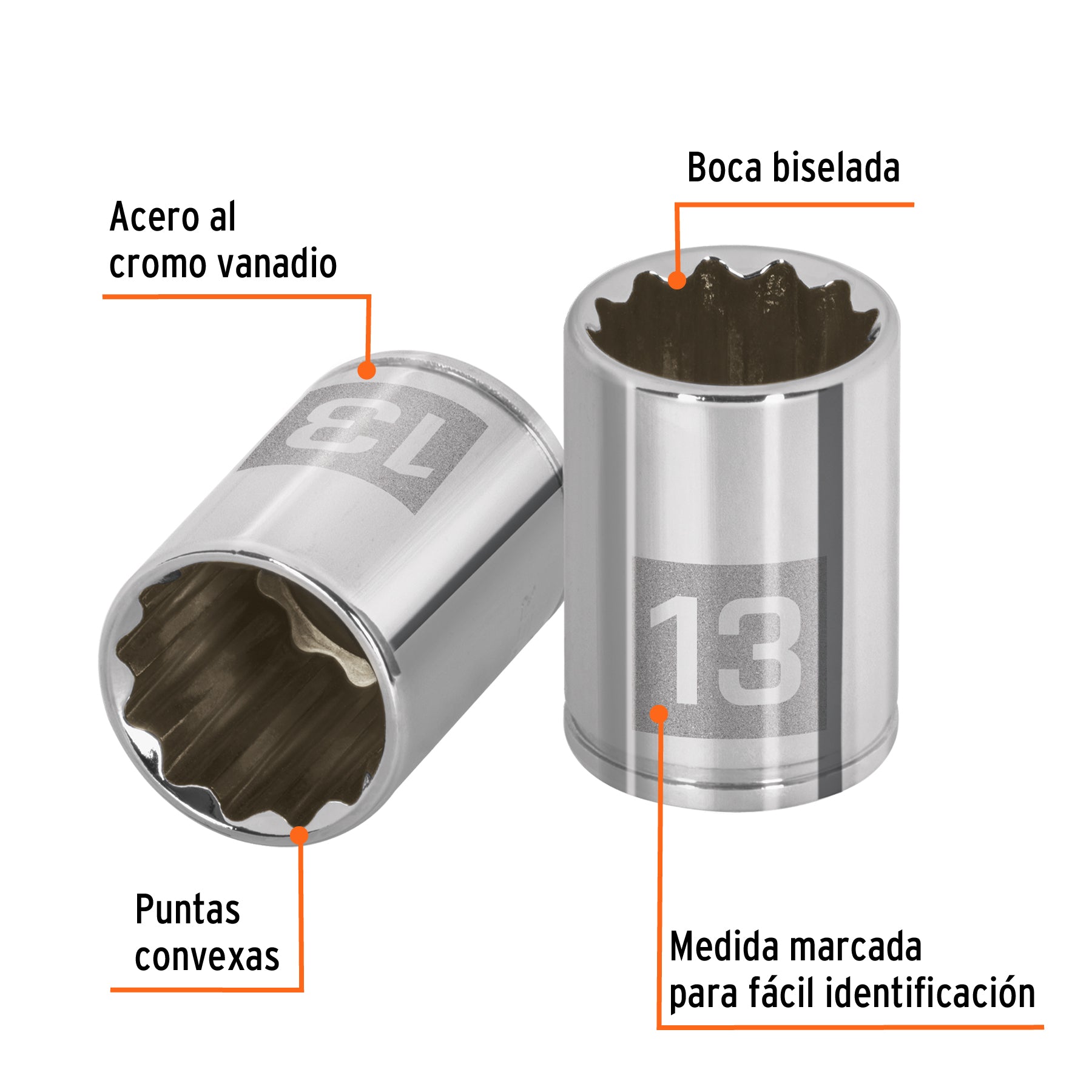 Dado de 13 mm, 12 puntas, cuadro 1/4", TRUPER