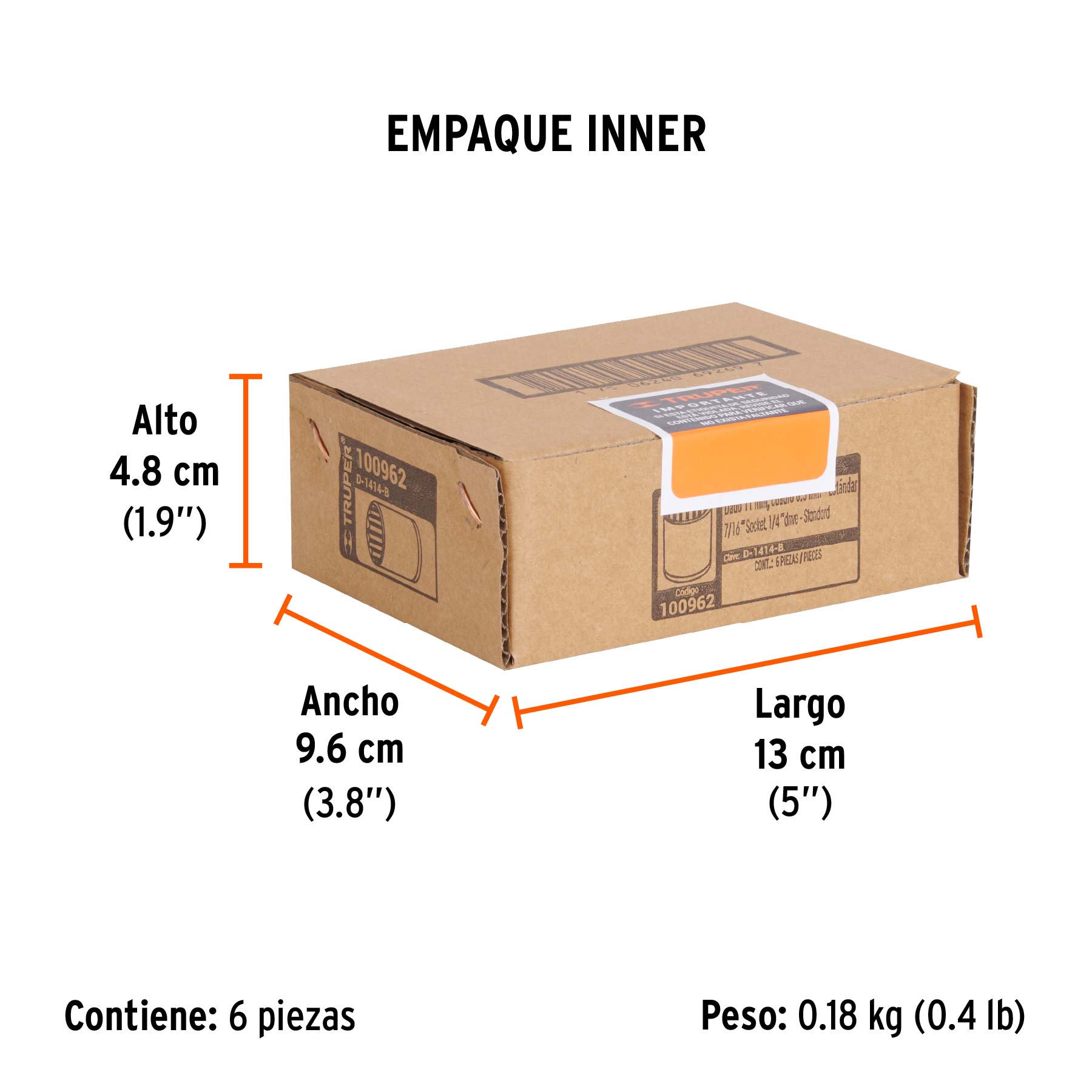 Dado de 7/16", 12 puntas, cuadro 1/4", TRUPER - Empaque