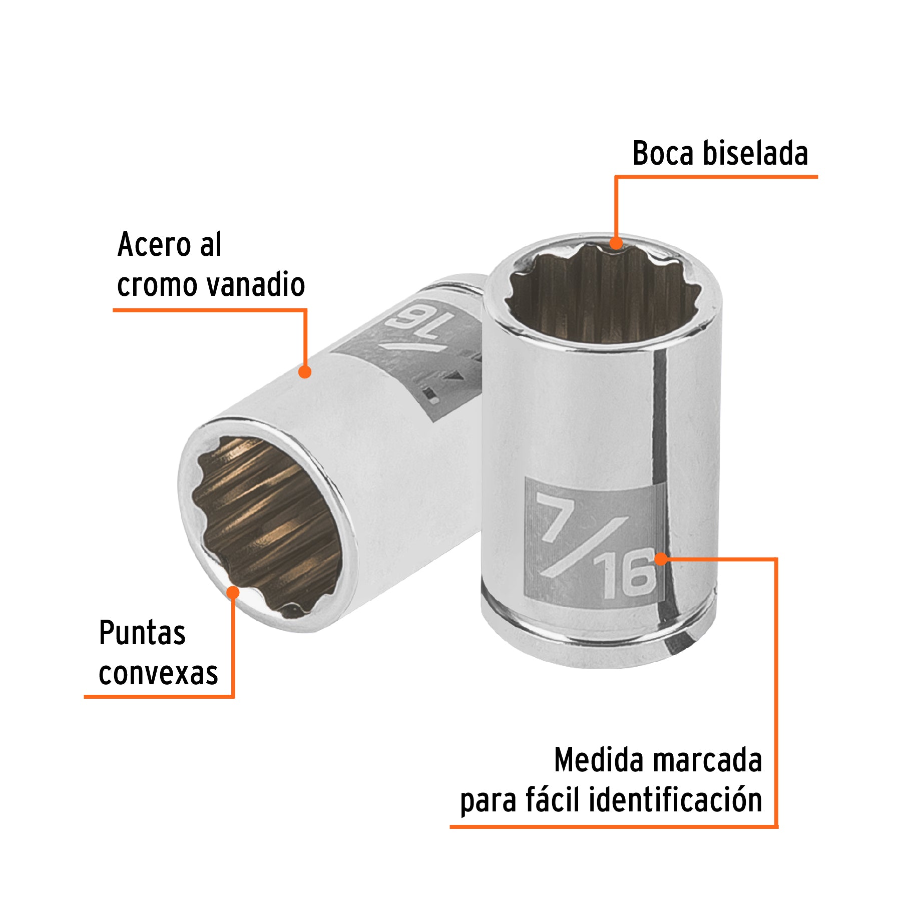 Dado de 7/16", 12 puntas, cuadro 1/4", TRUPER