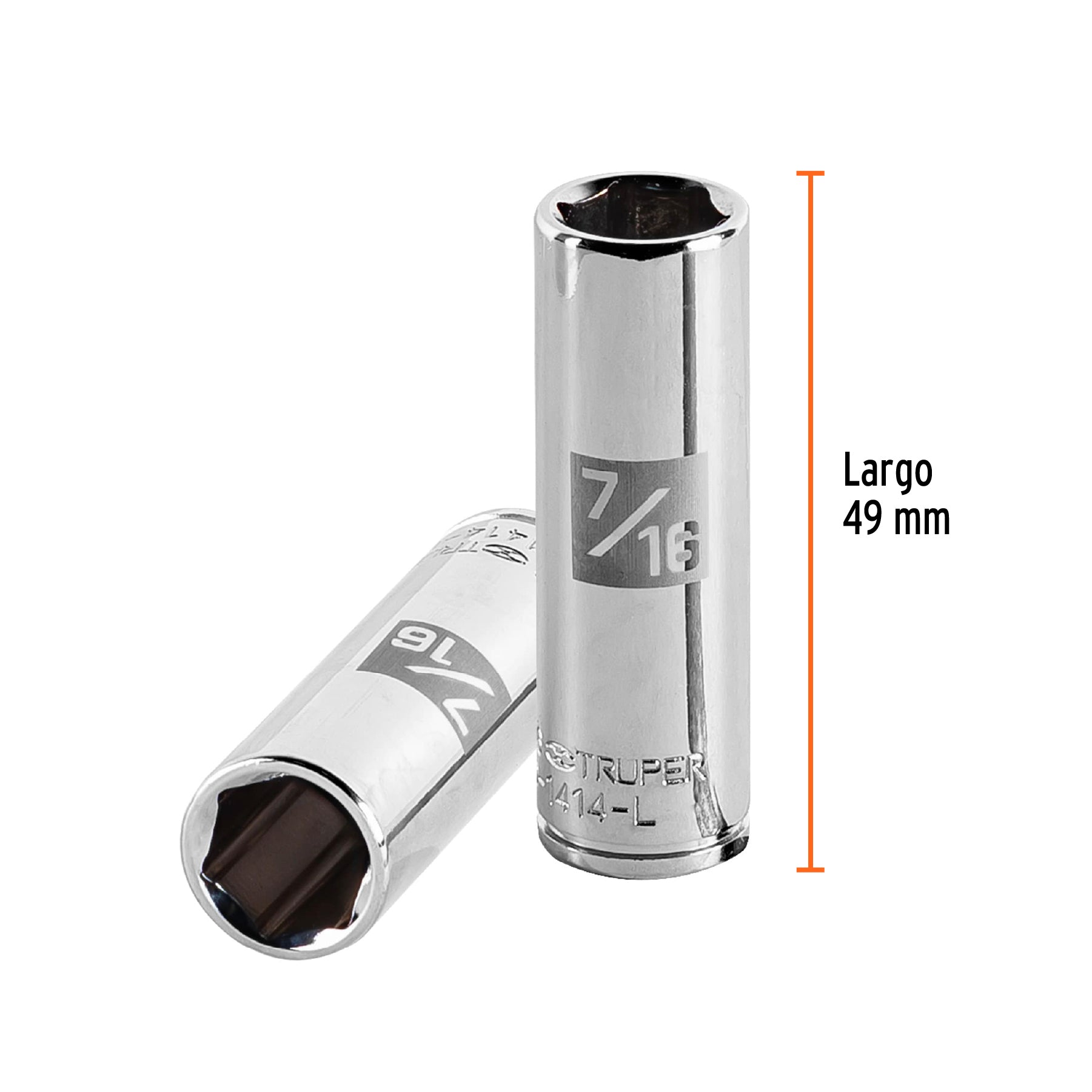 Dado largo de 7/16", 6 puntas, cuadro 1/4", TRUPER