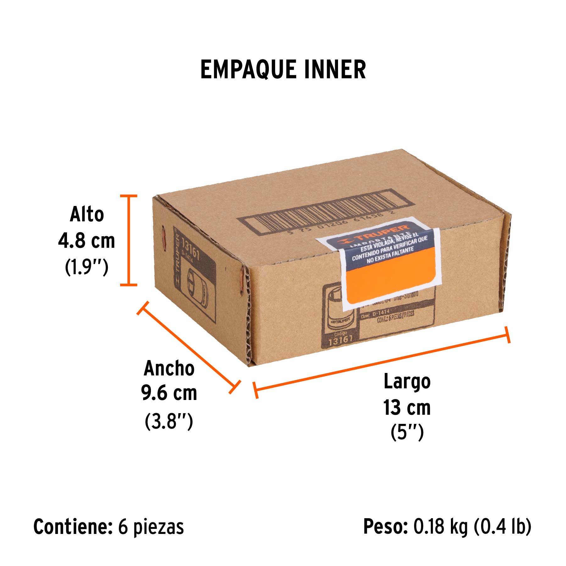 Dado de 7/16", 6 puntas, cuadro 1/4", TRUPER - Empaque