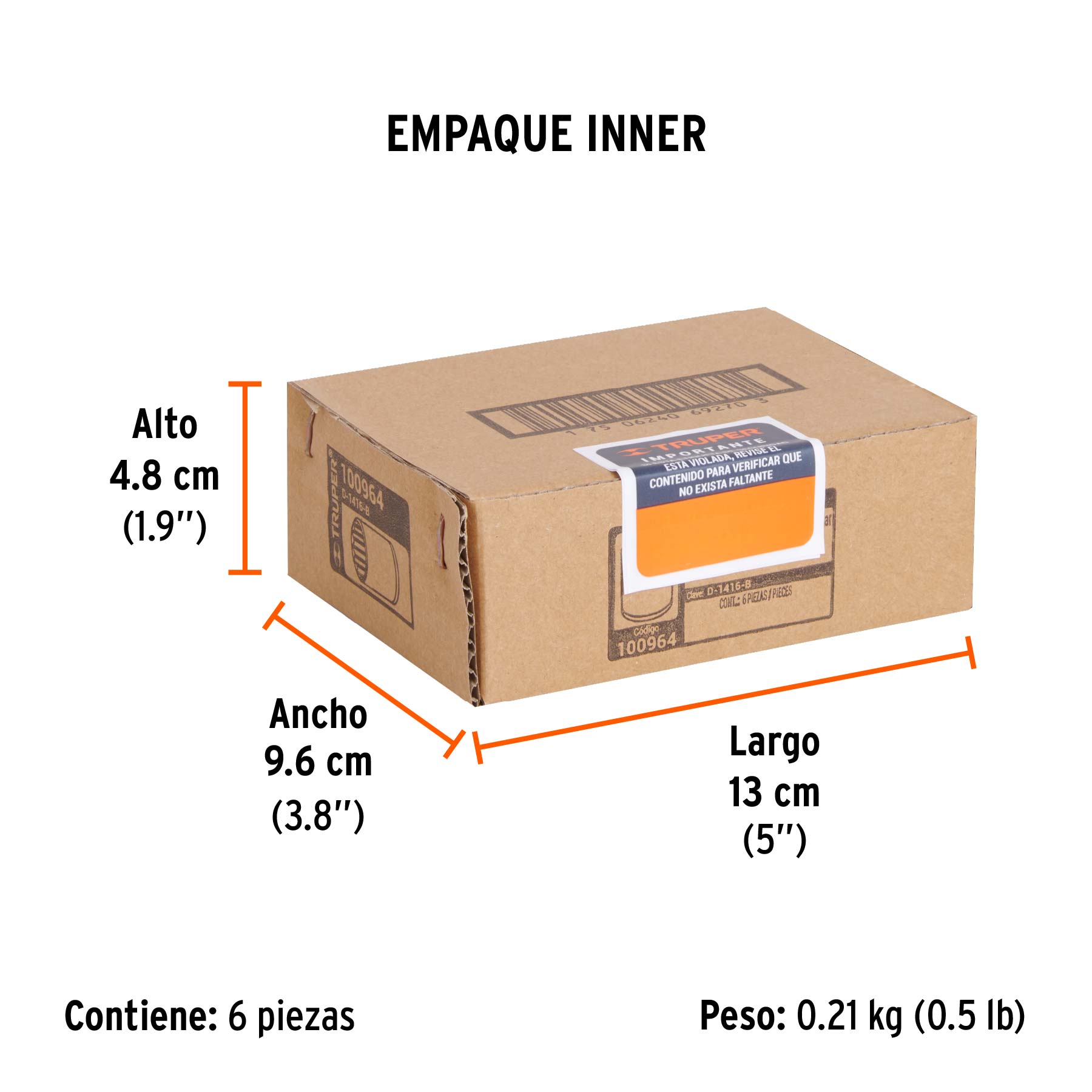 Dado de 1/2", 12 puntas, cuadro 1/4", TRUPER - Empaque
