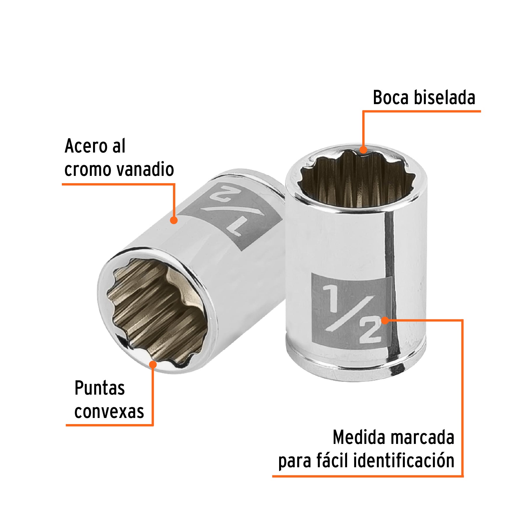 Dado de 1/2", 12 puntas, cuadro 1/4", TRUPER