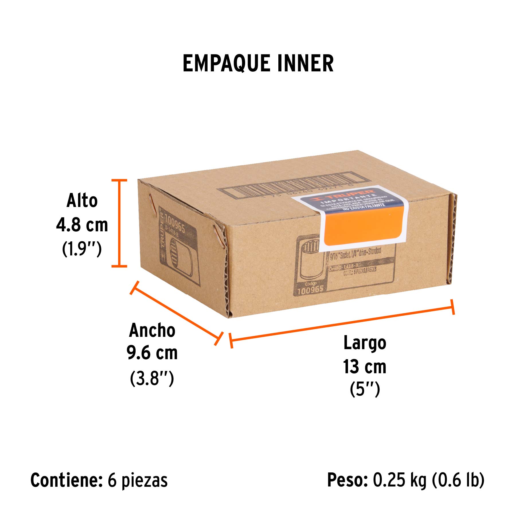 Dado de 9/16", 12 puntas, cuadro 1/4", TRUPER - Empaque