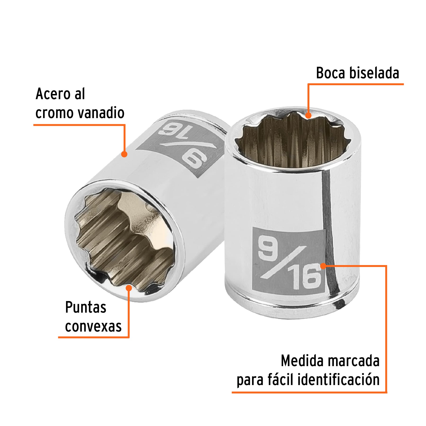 Dado de 9/16", 12 puntas, cuadro 1/4", TRUPER