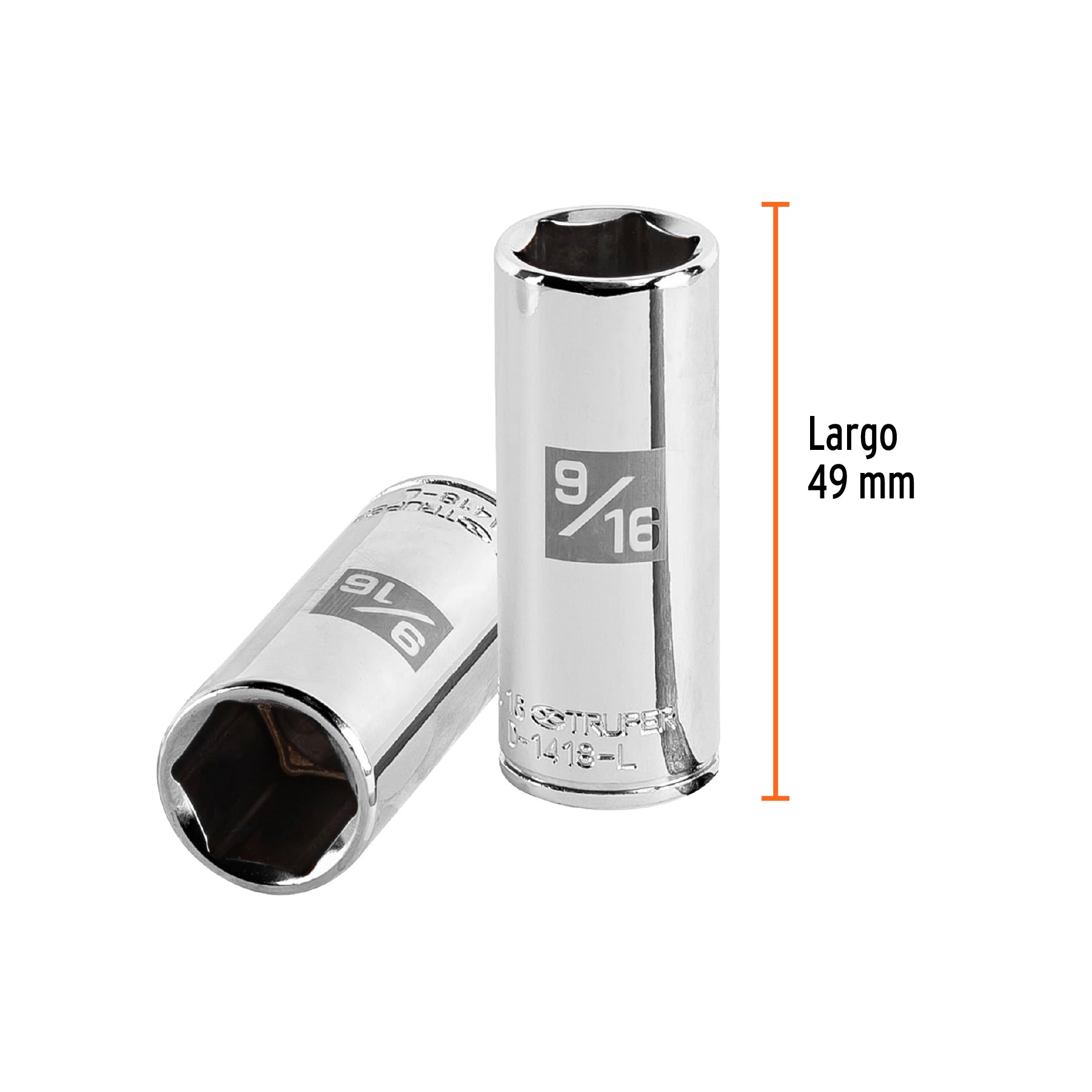 Dado largo de 9/16", 6 puntas, cuadro 1/4", TRUPER