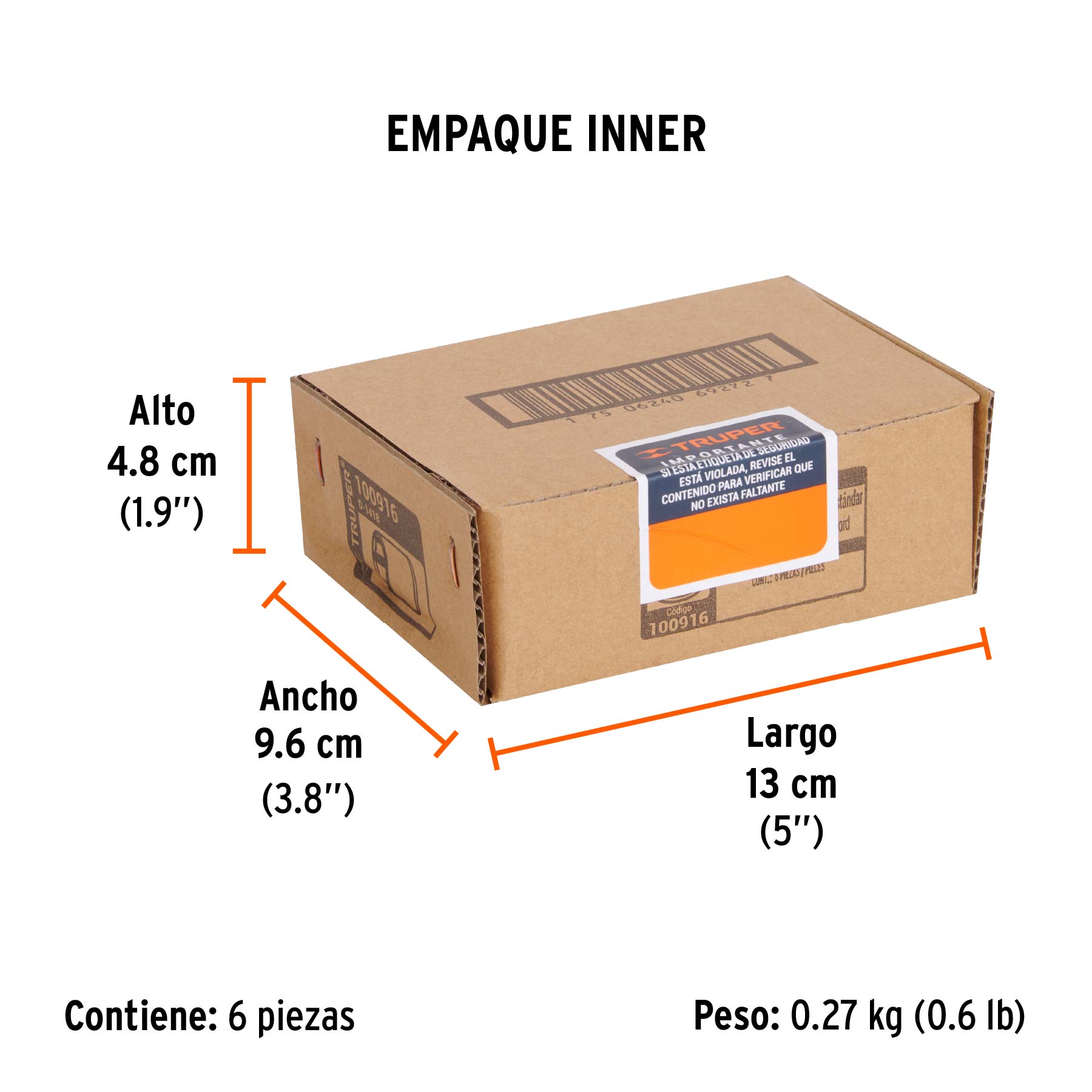 Dado de 9/16", 6 puntas, cuadro 1/4", TRUPER - Empaque