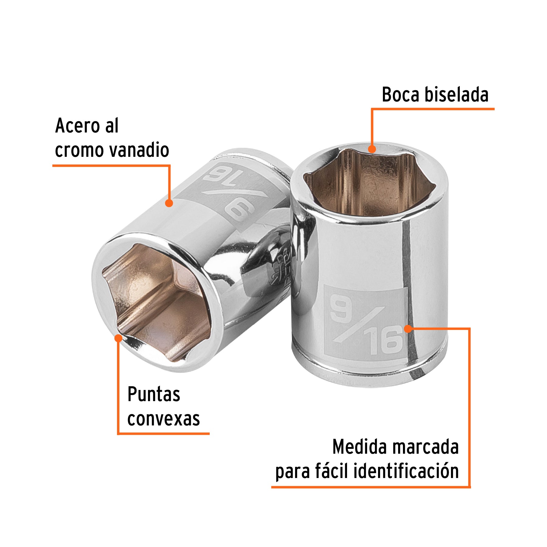 Dado de 9/16", 6 puntas, cuadro 1/4", TRUPER