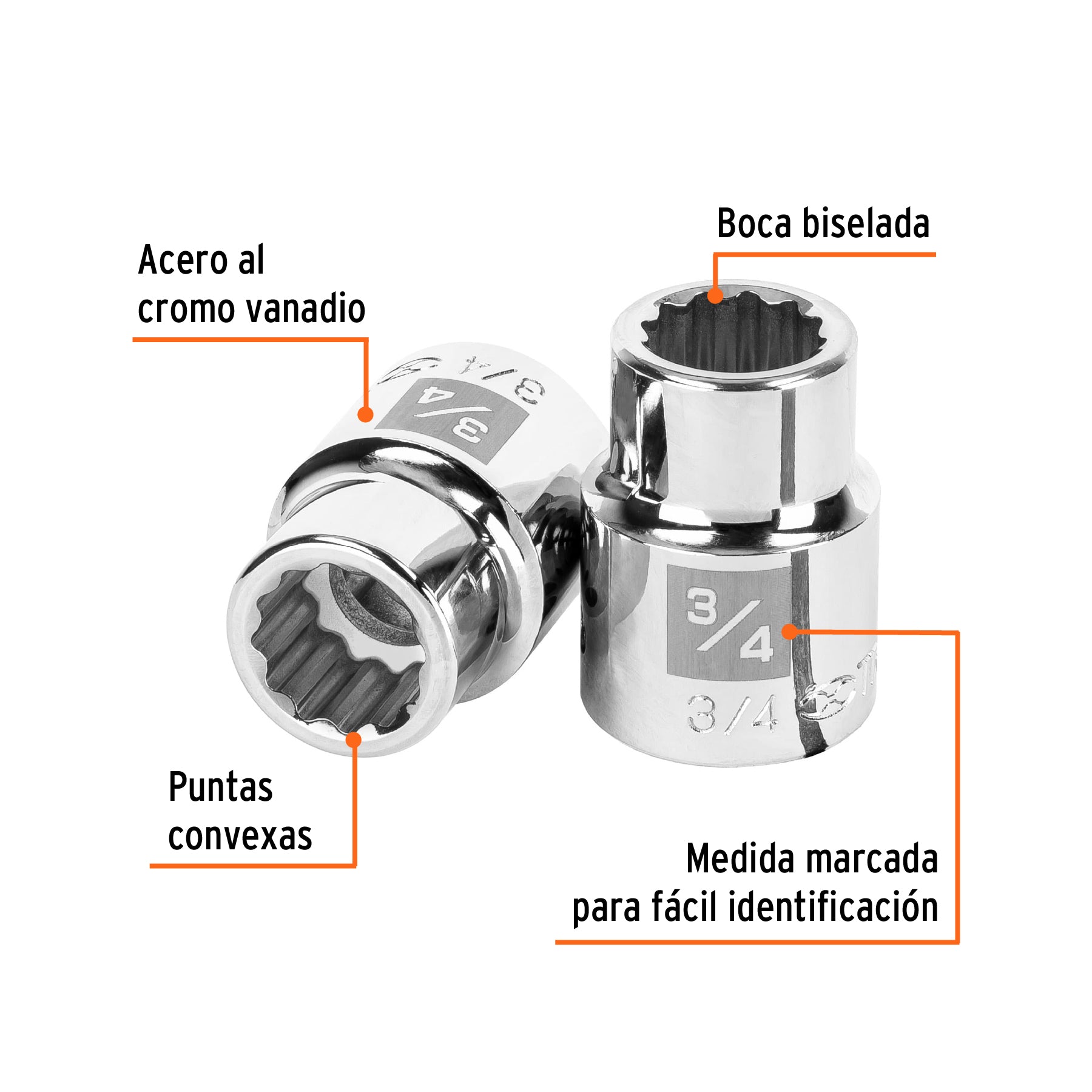 Dado de 3/4", 12 puntas, cuadro 3/4", TRUPER