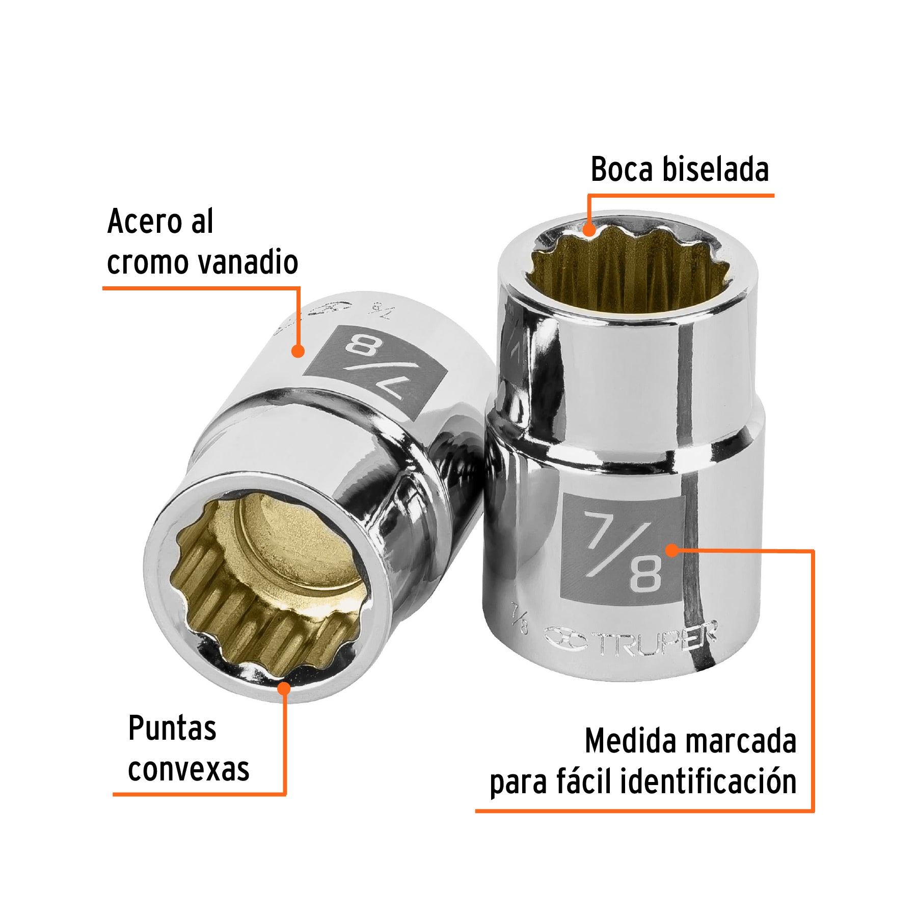 Dado de 7/8", 12 puntas, cuadro 3/4", TRUPER