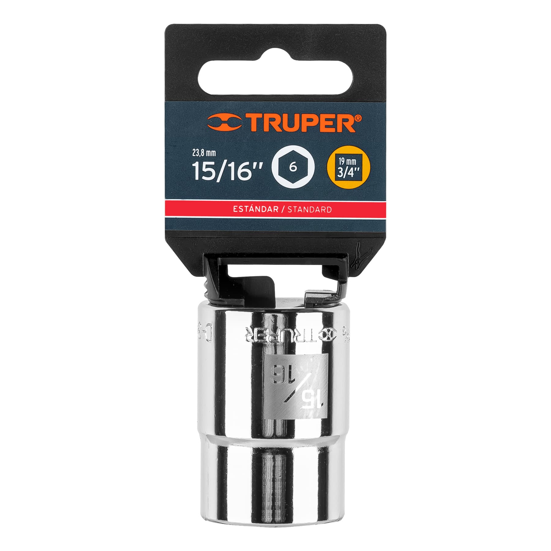 Dado de 15/16", 6 puntas, cuadro 3/4", TRUPER