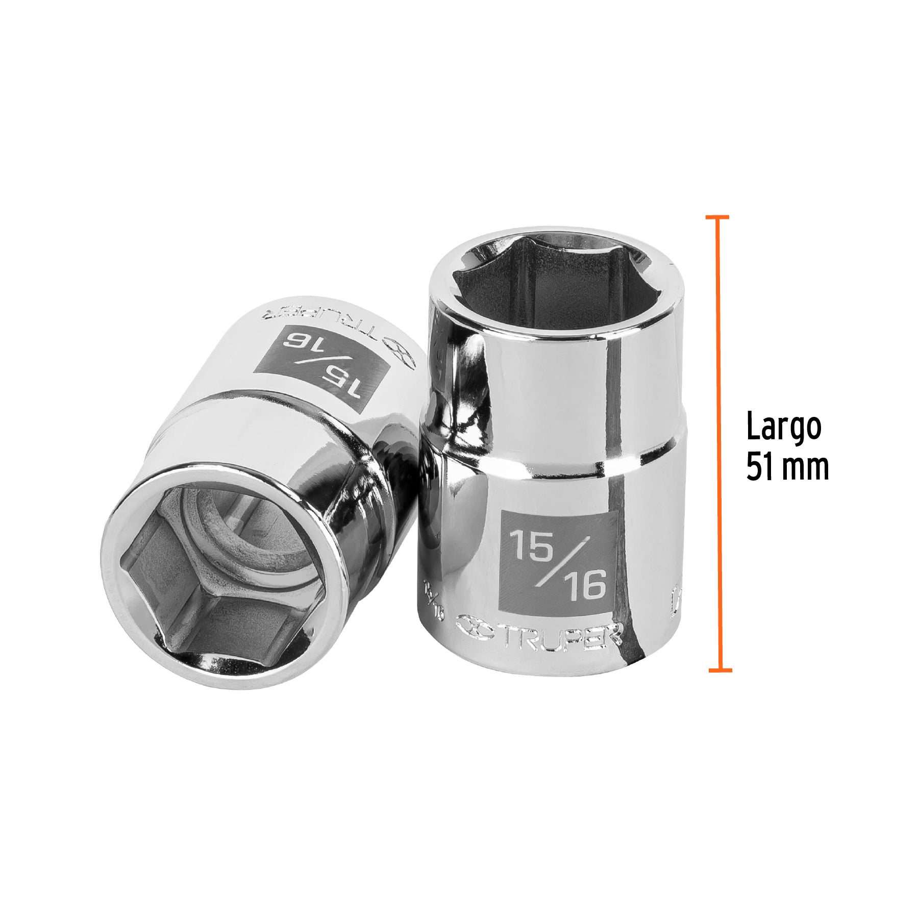 Dado de 15/16", 6 puntas, cuadro 3/4", TRUPER