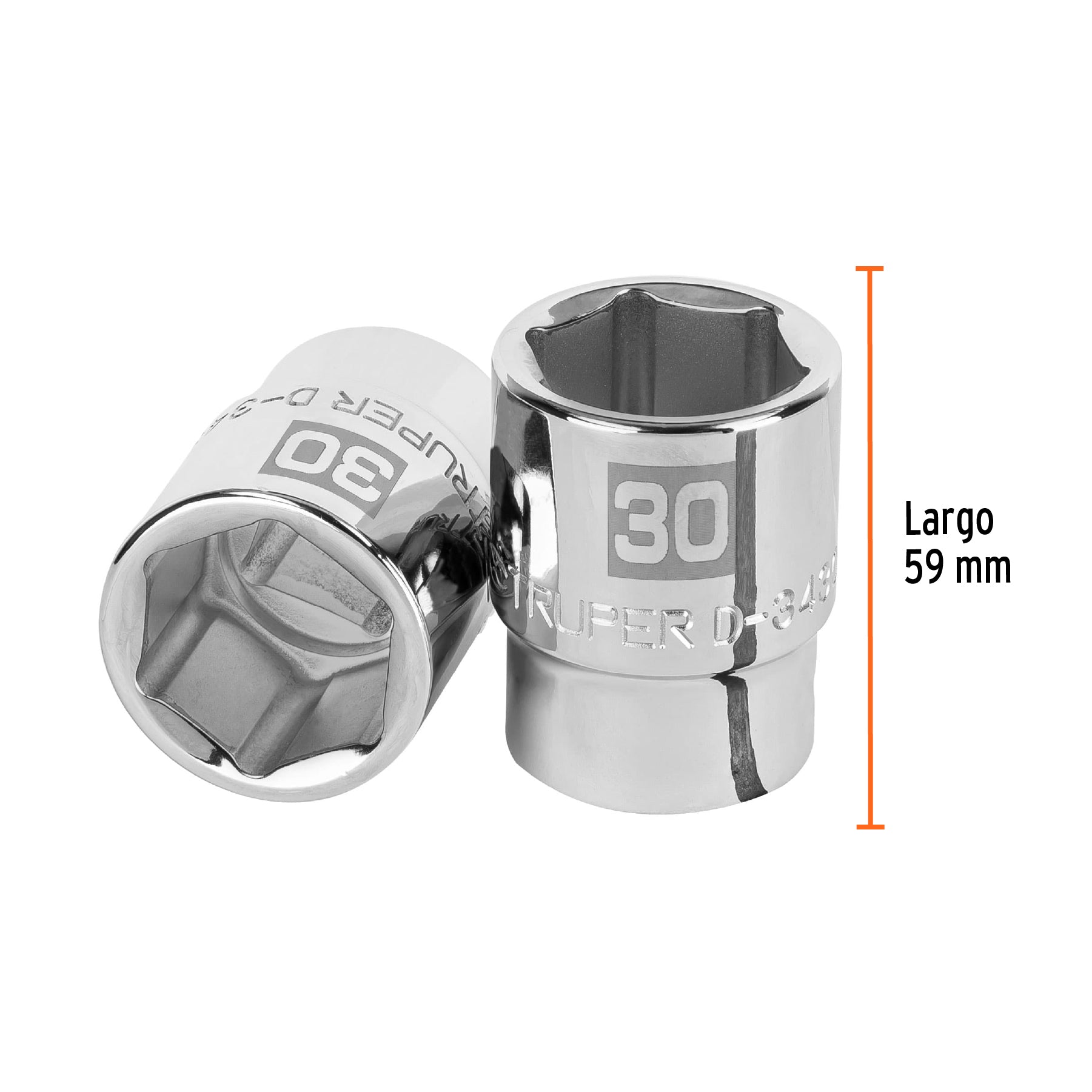 Dado de 30 mm, 6 puntas, cuadro 3/4", TRUPER