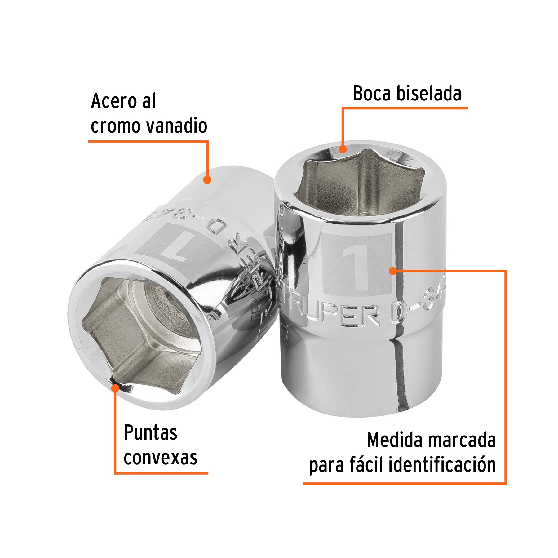 Dado de 1", 6 puntas, cuadro 3/4", TRUPER