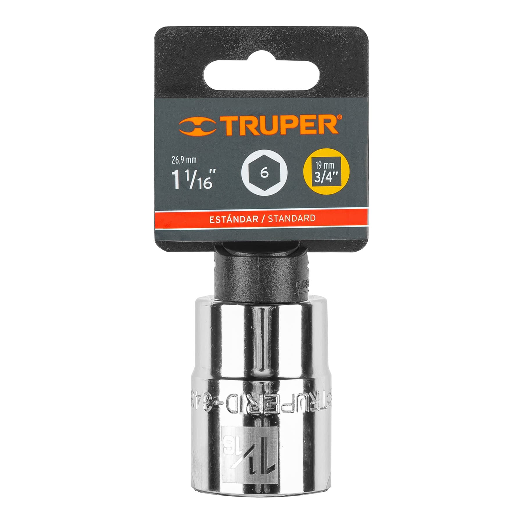 Dado de 1-1/16", 6 puntas, cuadro 3/4", TRUPER