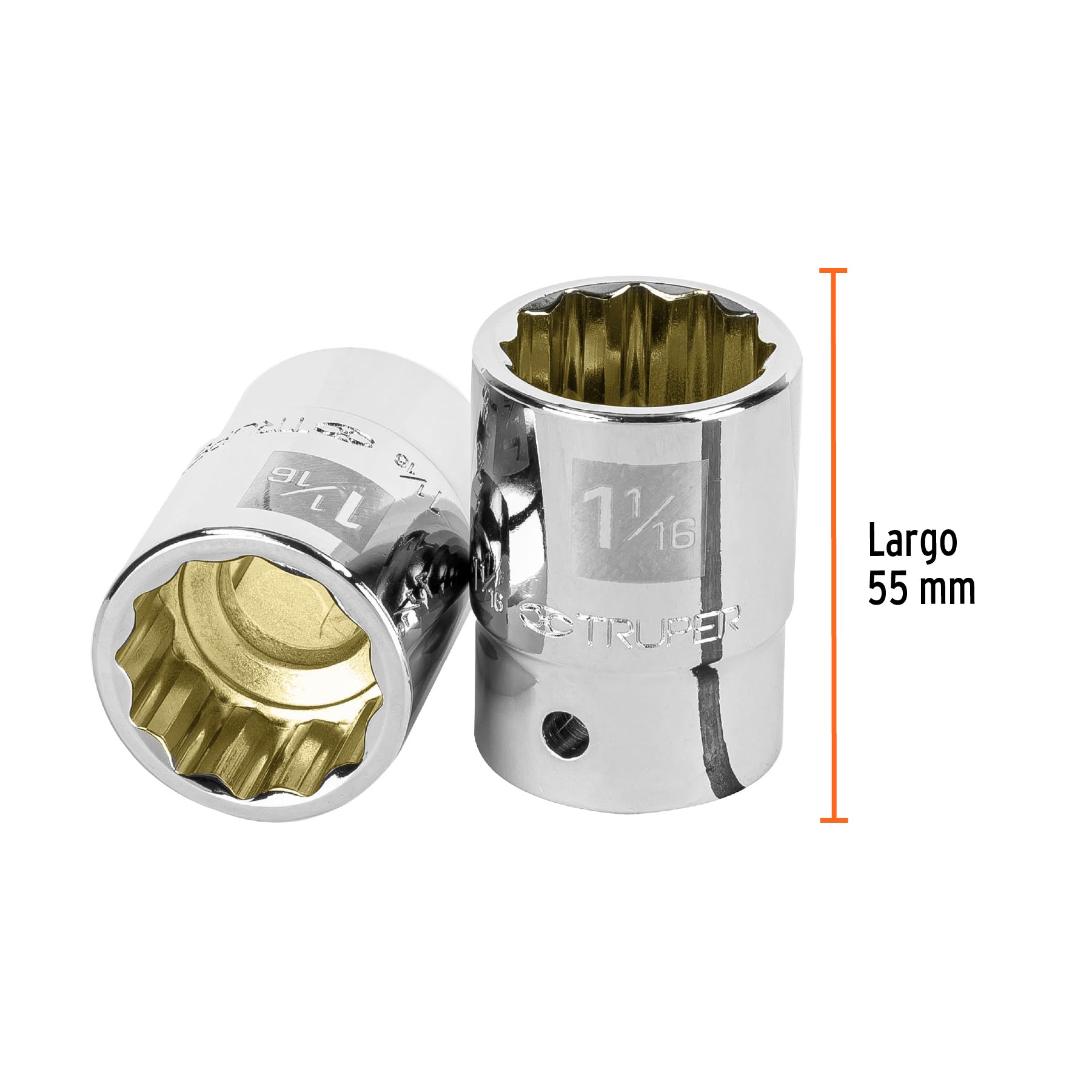 Dado de 1-1/16", 12 puntas, cuadro 3/4", TRUPER