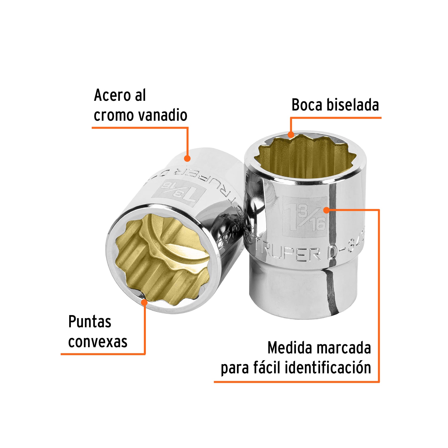 Dado de 1-3/16", 12 puntas, cuadro 3/4", TRUPER